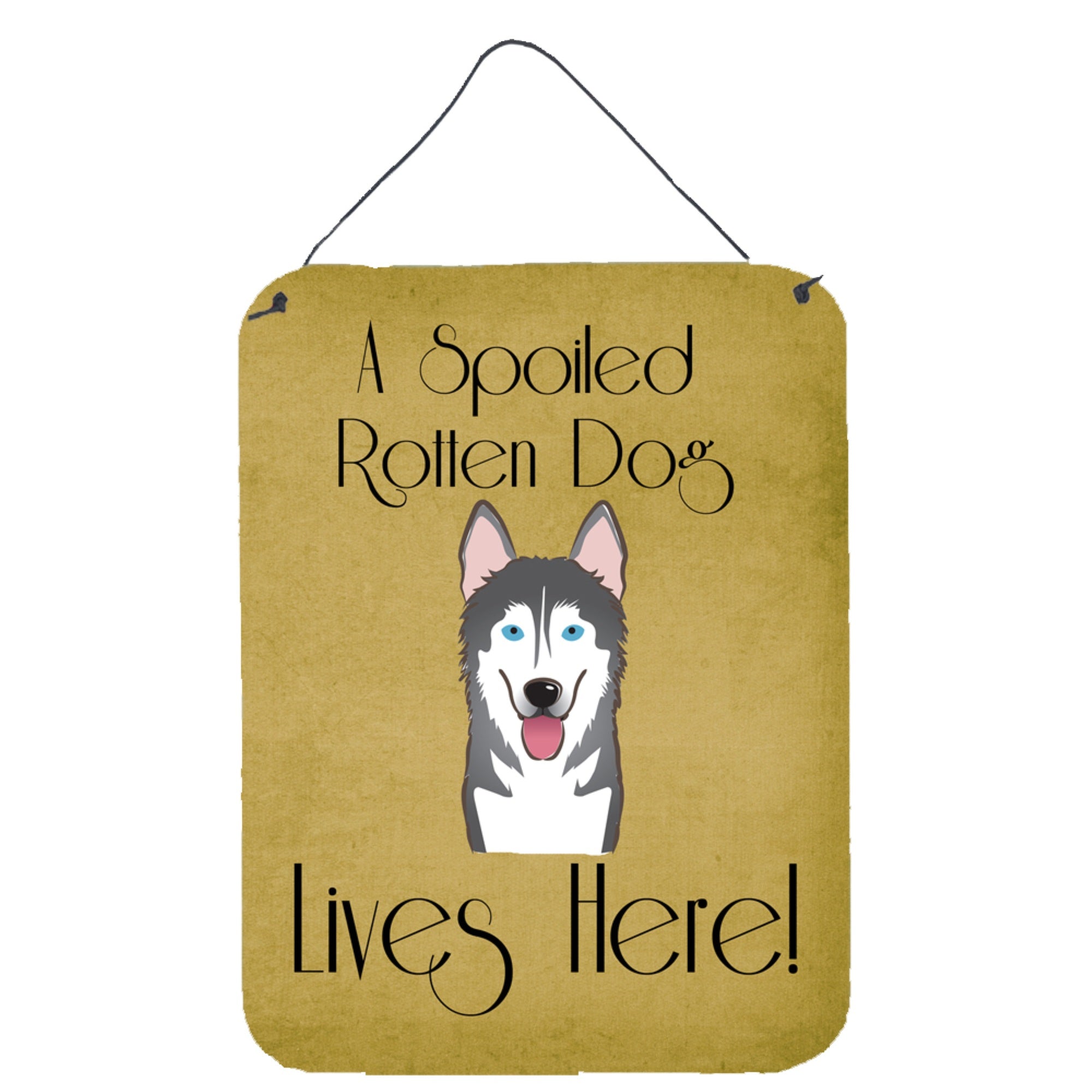 'Caroline'S Treasures Bb1466Ds1216 Alaskan Malamute Spoiled Dog Lives Here Wall Or Door Hanging Prints, 16 X 12'''', Multicolor