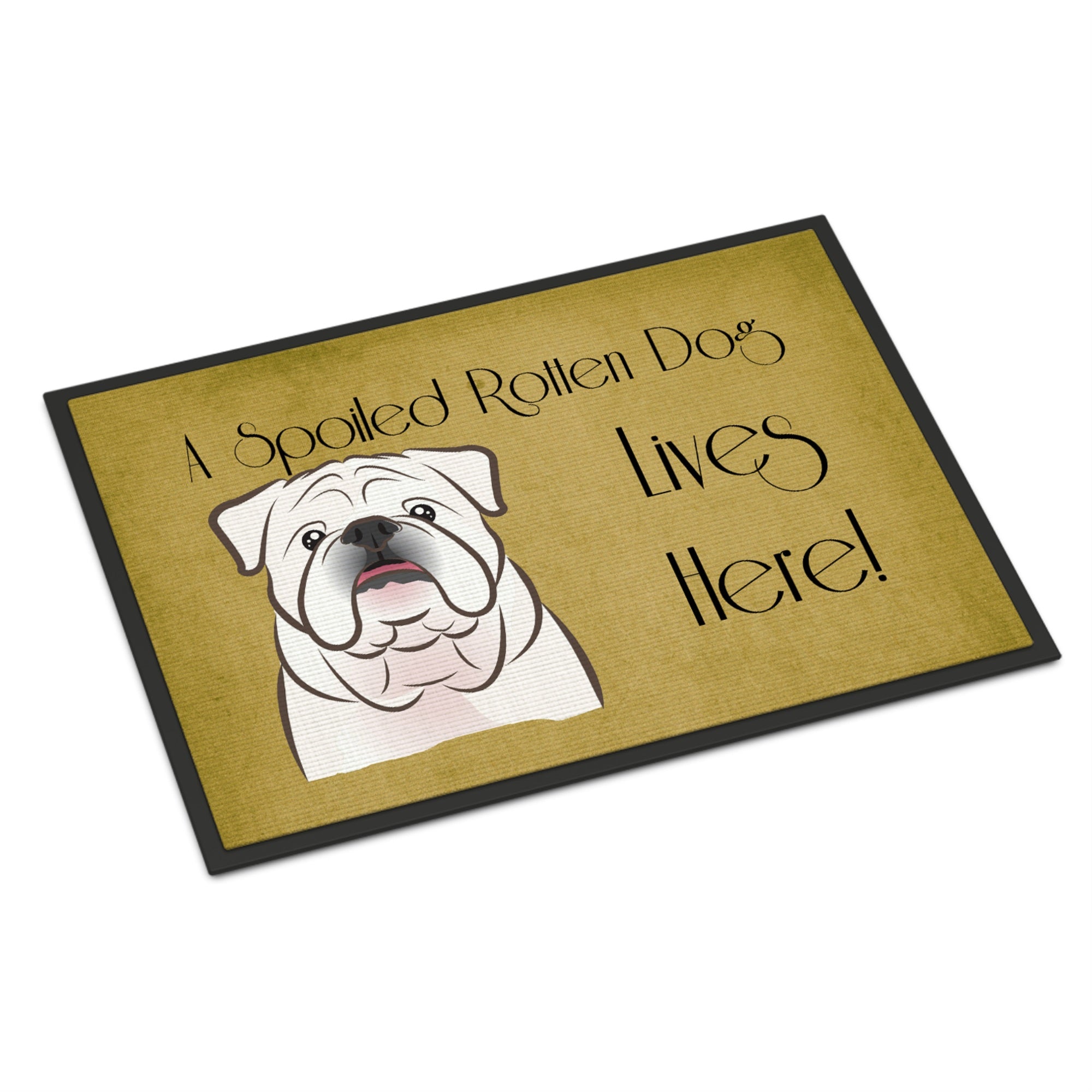 'Caroline'S Treasures Bb1468Mat White English Bulldog Spoiled Dog Lives Here Indoor Or Outdoor Mat, 18 X 27'''', Multicolor''