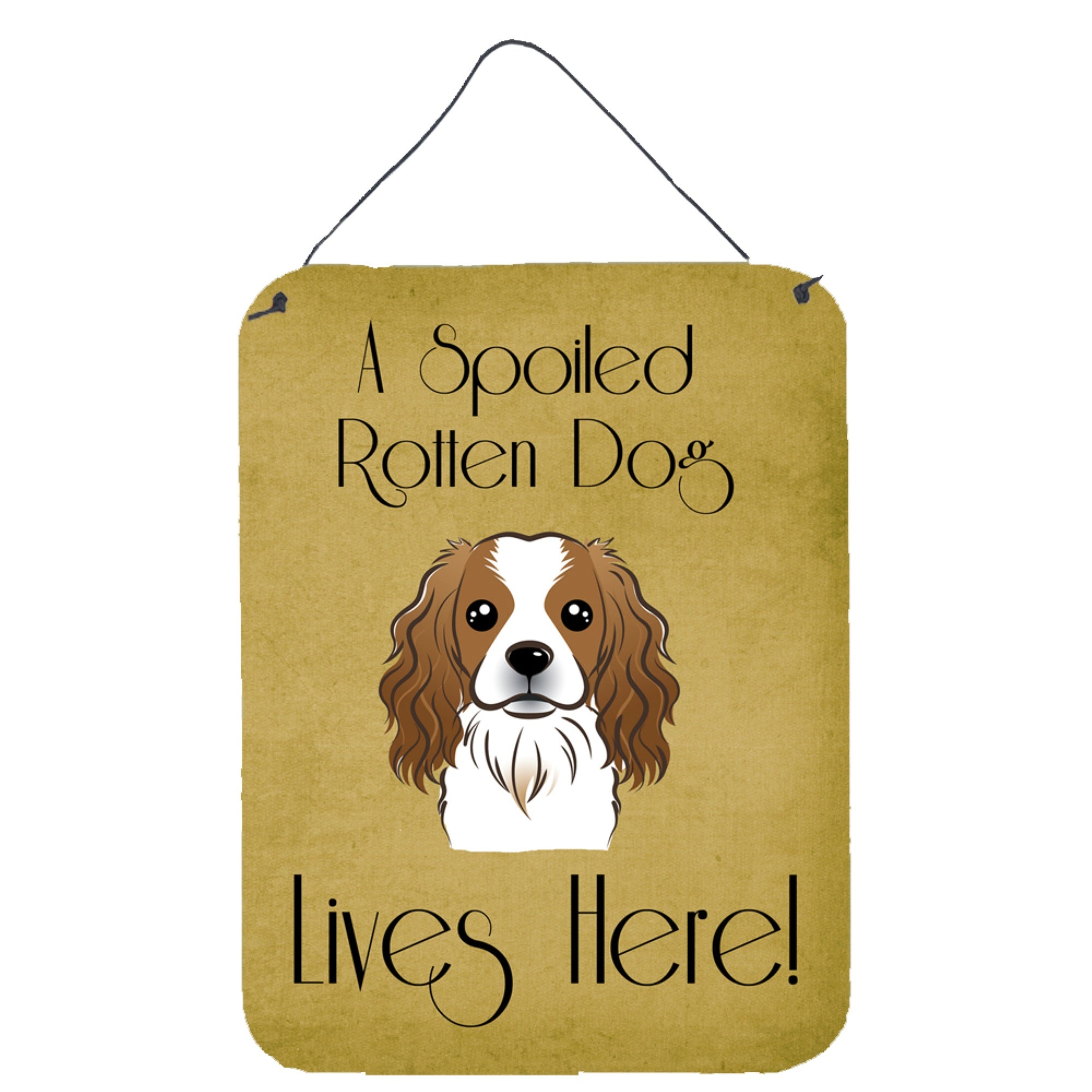 'Caroline'S Treasures Bb1472Ds1216 Cavalier Spaniel Spoiled Dog Lives Here Wall Or Door Hanging Prints, 16 X 12'''', Multicolor