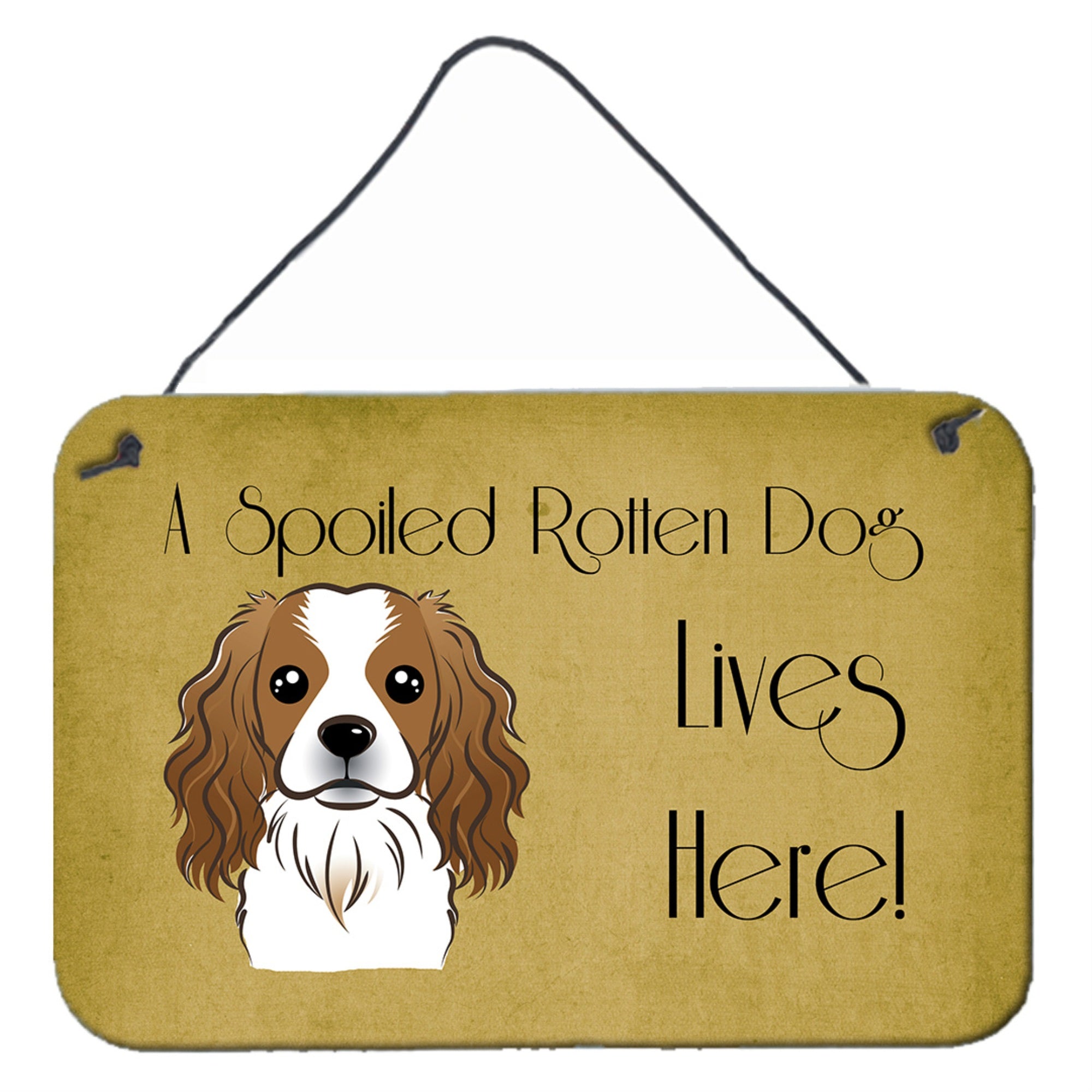 'Caroline'S Treasures Bb1472Ds812 Cavalier Spaniel Spoiled Dog Lives Here Wall Or Door Hanging Prints, 8 X 12'''', Multicolor''