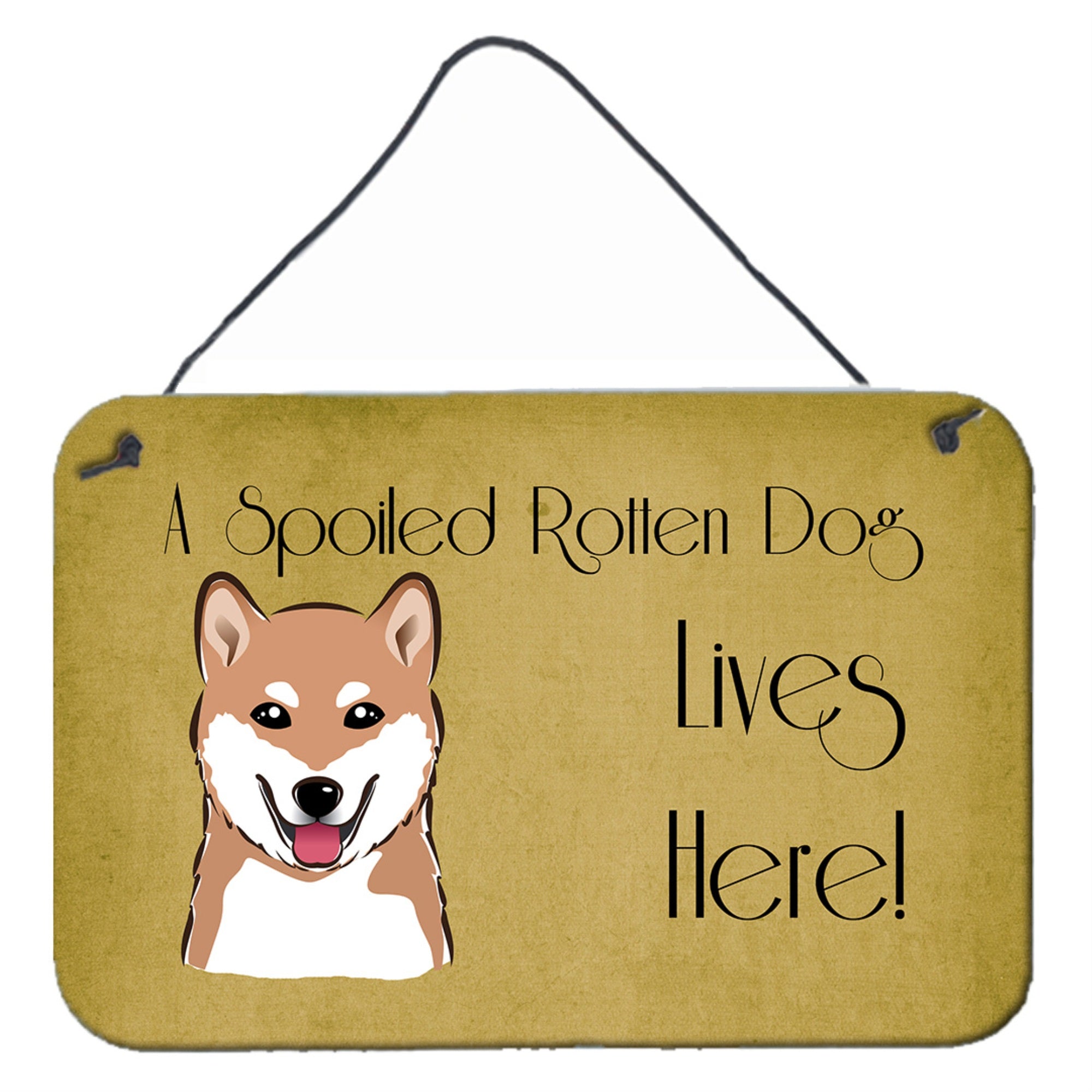 'Caroline'S Treasures Bb1473Ds812 Shiba Inu Spoiled Dog Lives Here Wall Or Door Hanging Prints, 8 X 12'''', Multicolor''