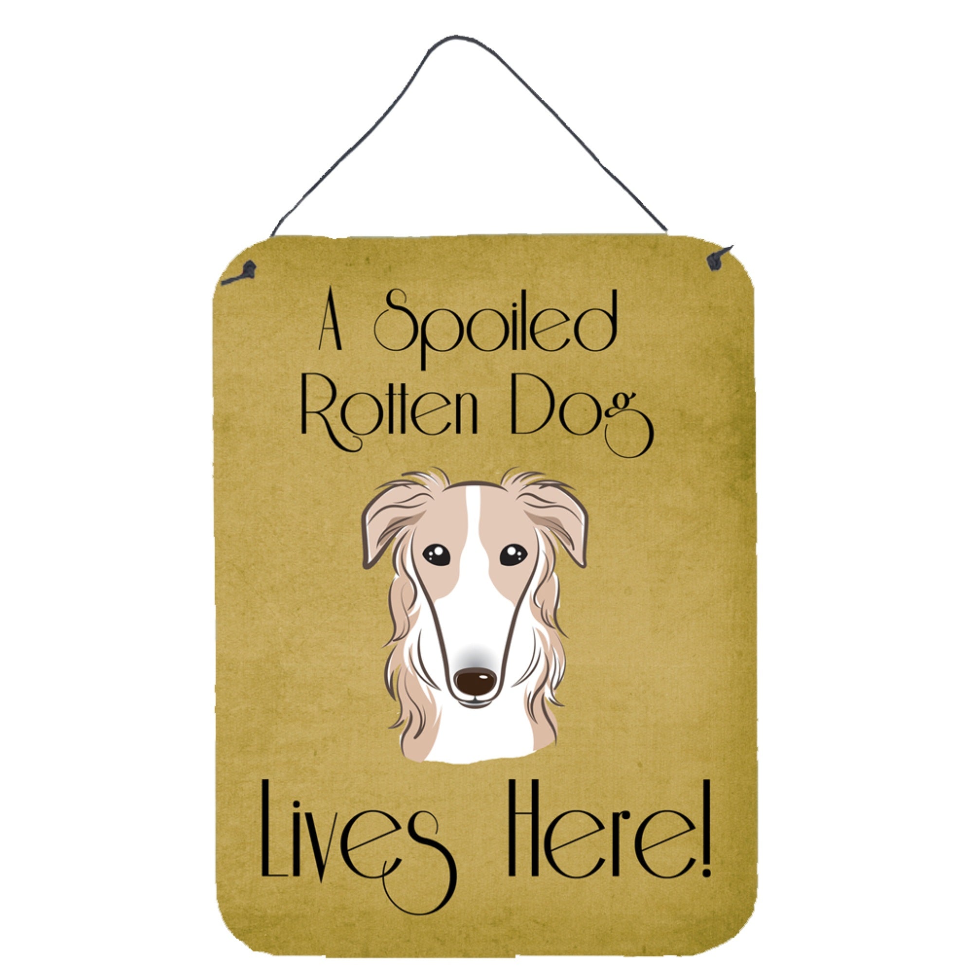 'Caroline'S Treasures Bb1476Ds1216 Borzoi Spoiled Dog Lives Here Wall Or Door Hanging Prints, 16 X 12'''', Multicolor''