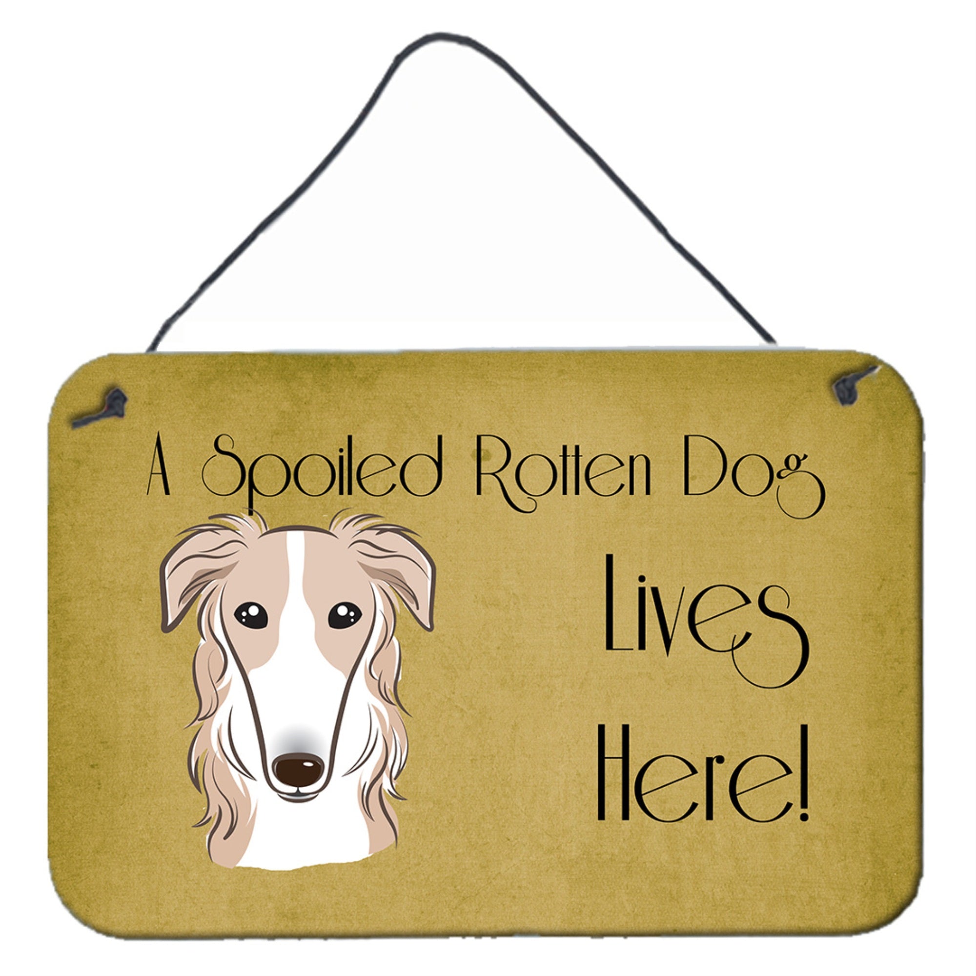 'Caroline'S Treasures Bb1476Ds812 Borzoi Spoiled Dog Lives Here Wall Or Door Hanging Prints, 8 X 12'''', Multicolor''