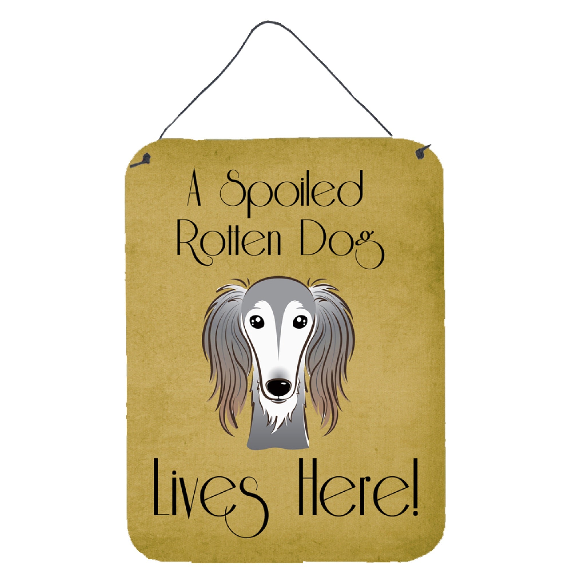 'Caroline'S Treasures Bb1477Ds1216 Saluki Spoiled Dog Lives Here Wall Or Door Hanging Prints, 16 X 12'''', Multicolor''