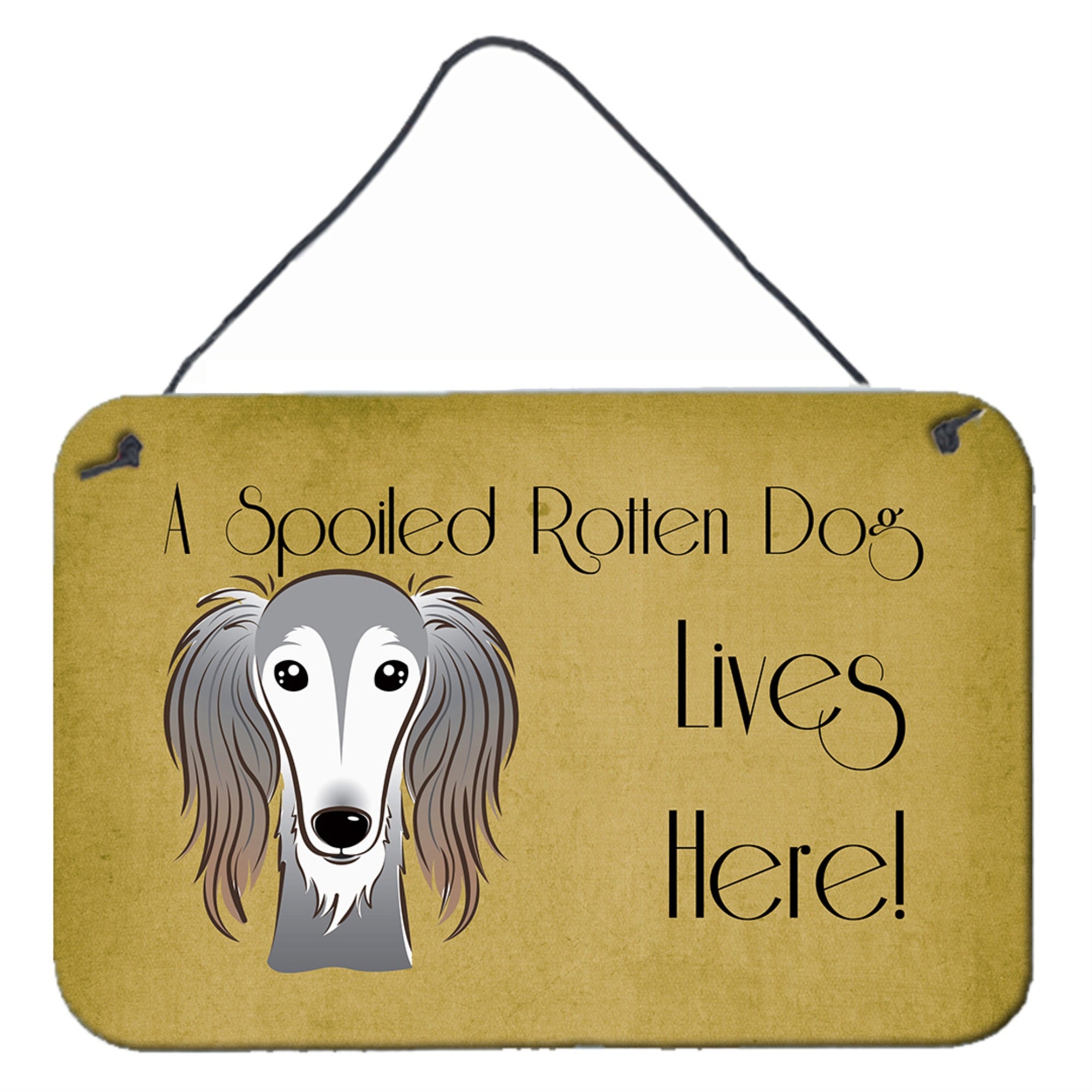 'Caroline'S Treasures Bb1477Ds812 Saluki Spoiled Dog Lives Here Wall Or Door Hanging Prints, 8 X 12'''', Multicolor''