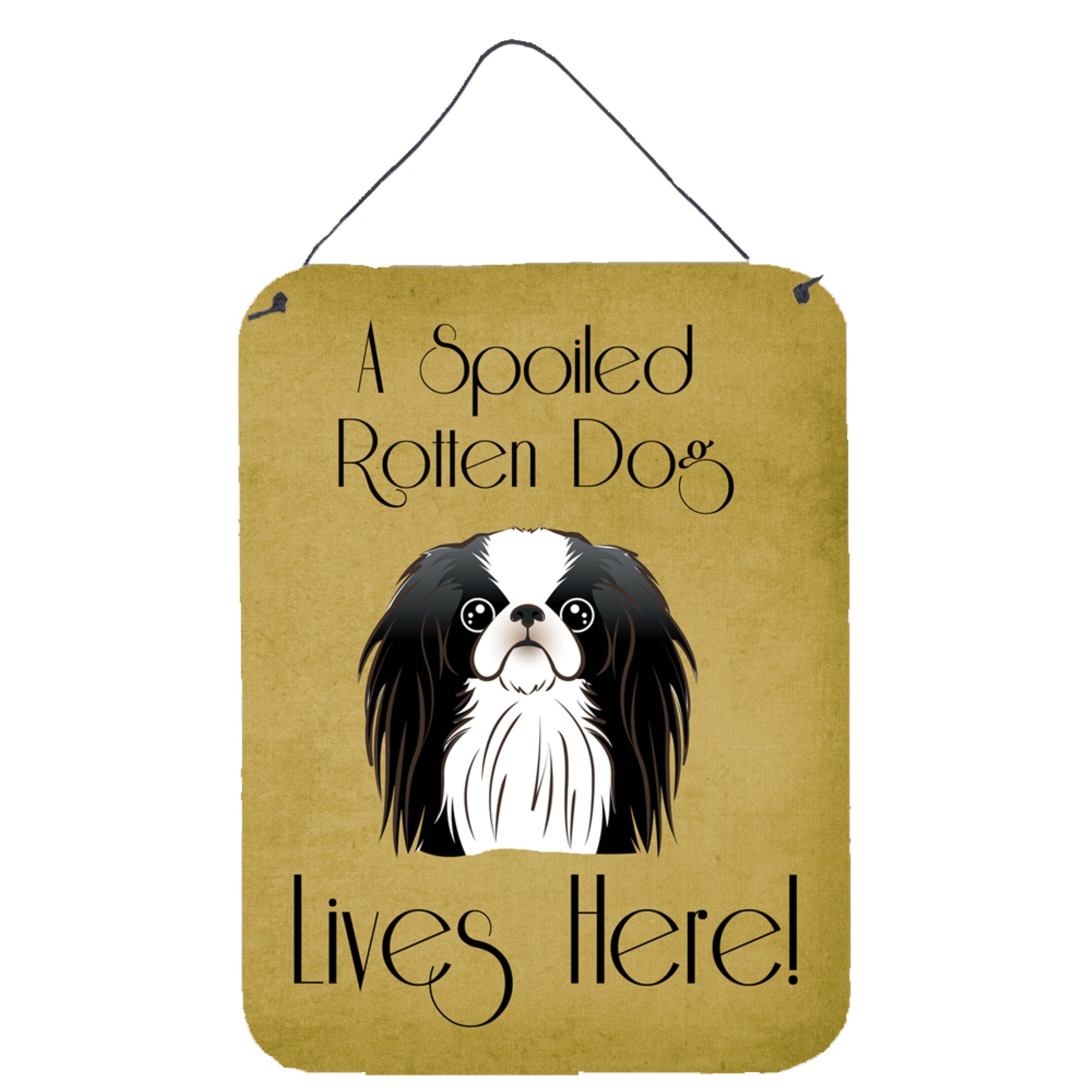 'Caroline'S Treasures Bb1478Ds1216 Japanese Chin Spoiled Dog Lives Here Wall Or Door Hanging Prints, 16 X 12'''', Multicolor''