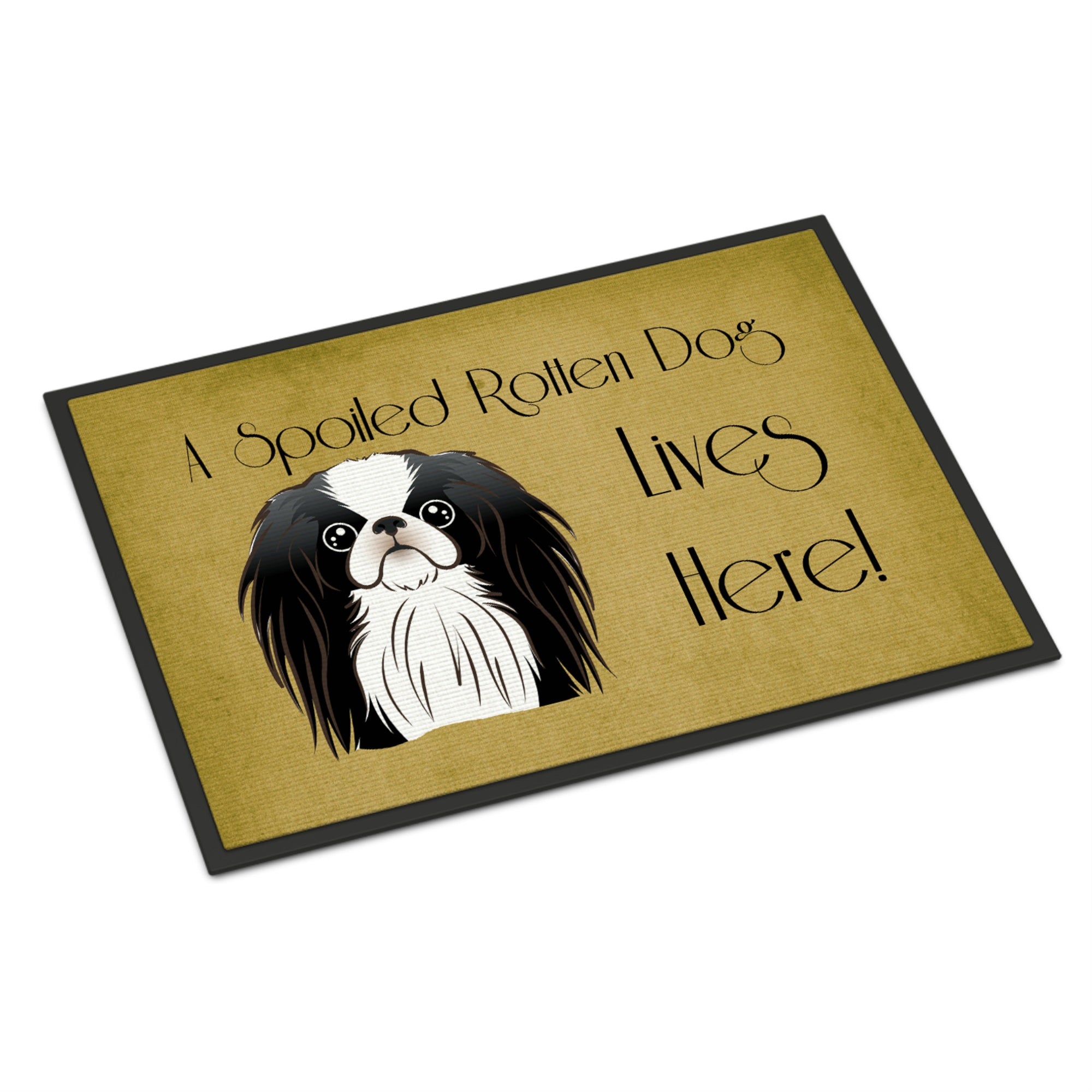 'Caroline'S Treasures Bb1478Mat Japanese Chin Spoiled Dog Lives Here Indoor Or Outdoor Mat, 18 X 27'''', Multicolor''