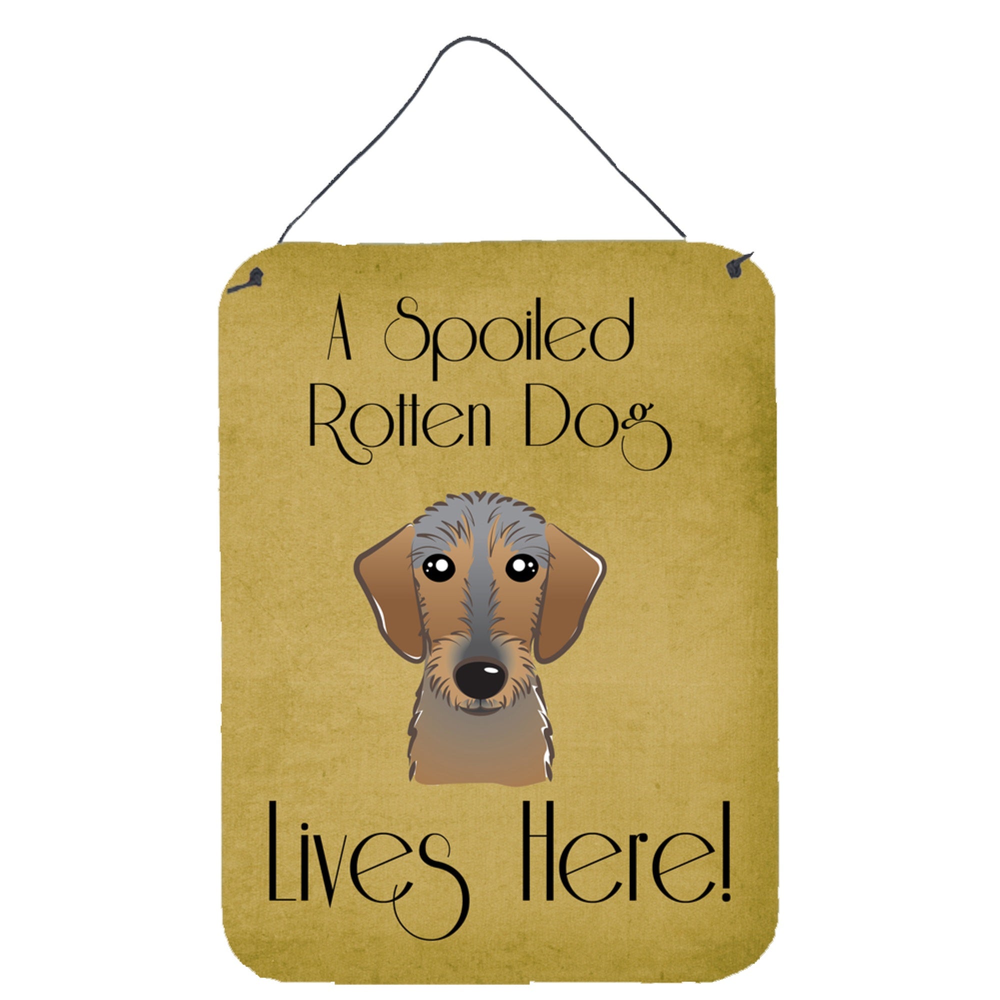 'Caroline'S Treasures Bb1481Ds1216 Wirehaired Dachshund Spoiled Dog Lives Here Wall Or Door Hanging Prints, 16 X 12'''', Multic