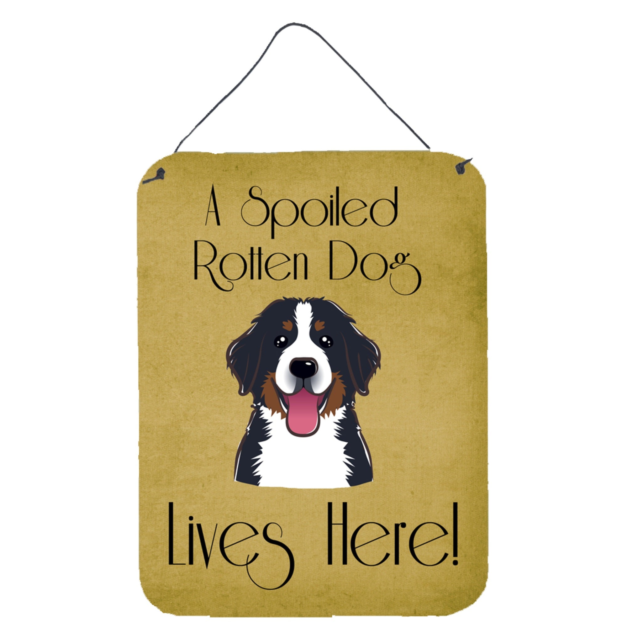 'Caroline'S Treasures Bb1485Ds1216 Bernese Mountain Dog Spoiled Dog Lives Here Wall Or Door Hanging Prints, 16 X 12'''', Multic