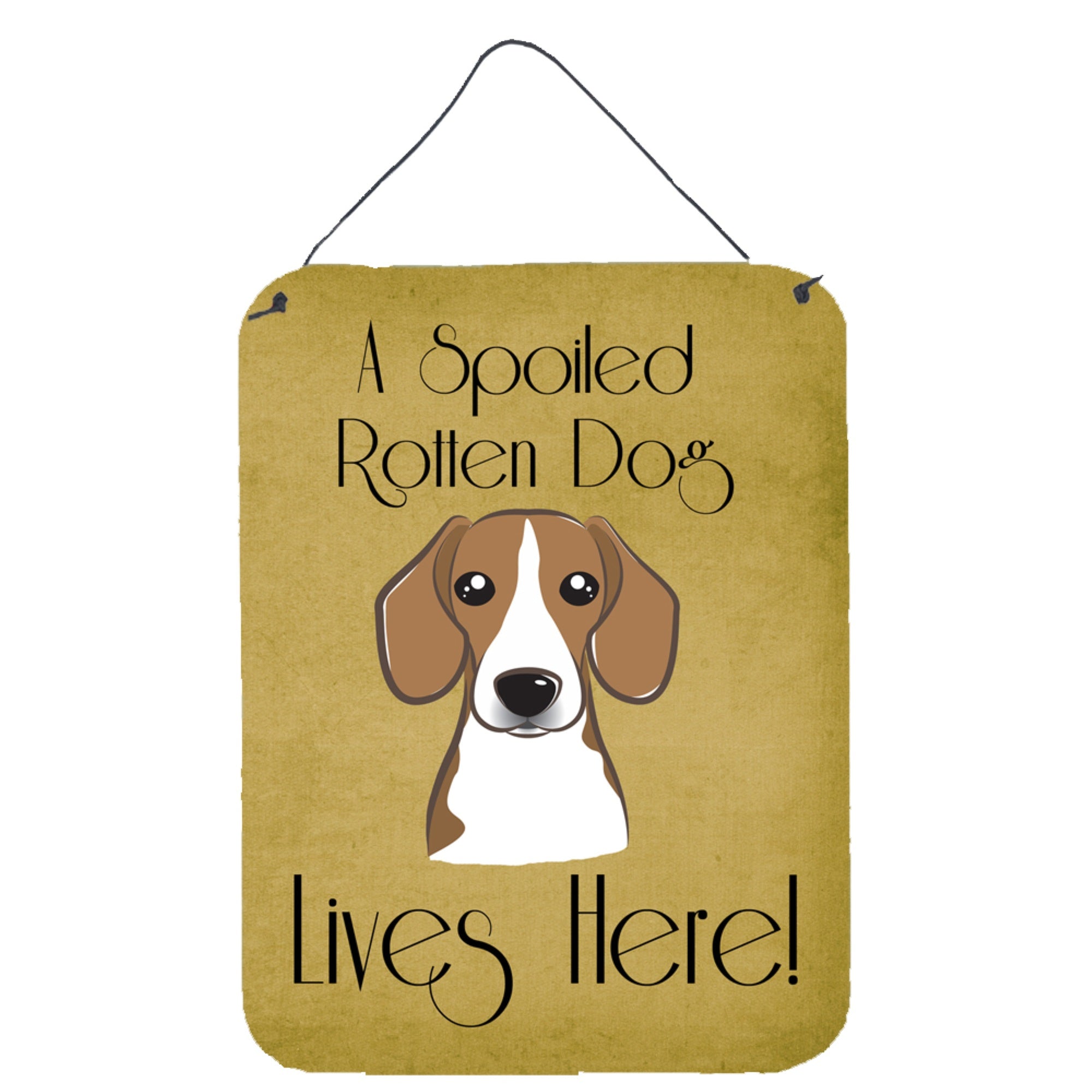 'Caroline'S Treasures Bb1487Ds1216 Beagle Spoiled Dog Lives Here Wall Or Door Hanging Prints, 16 X 12'''', Multicolor''