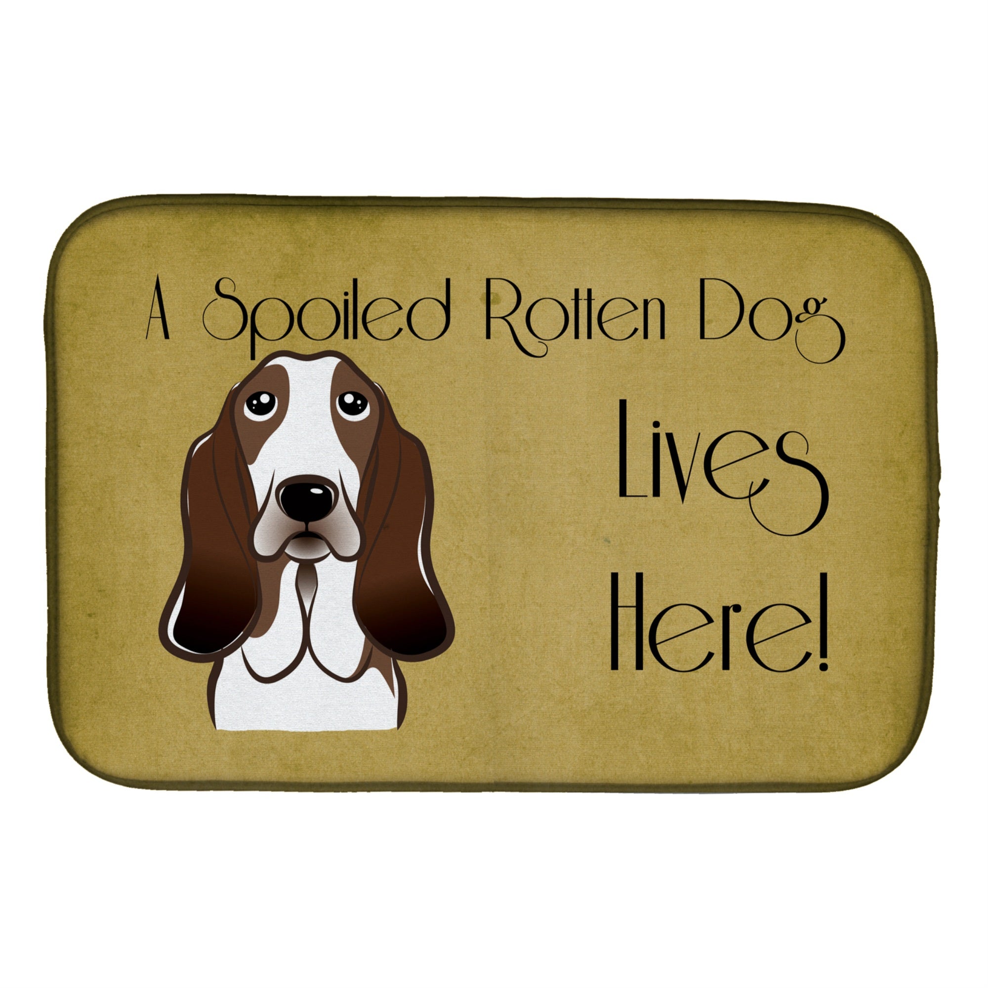 'Caroline'S Treasures Basset Hound Spoiled Dog Lives Here Dish Drying Mat, 14'''' X 21''''''