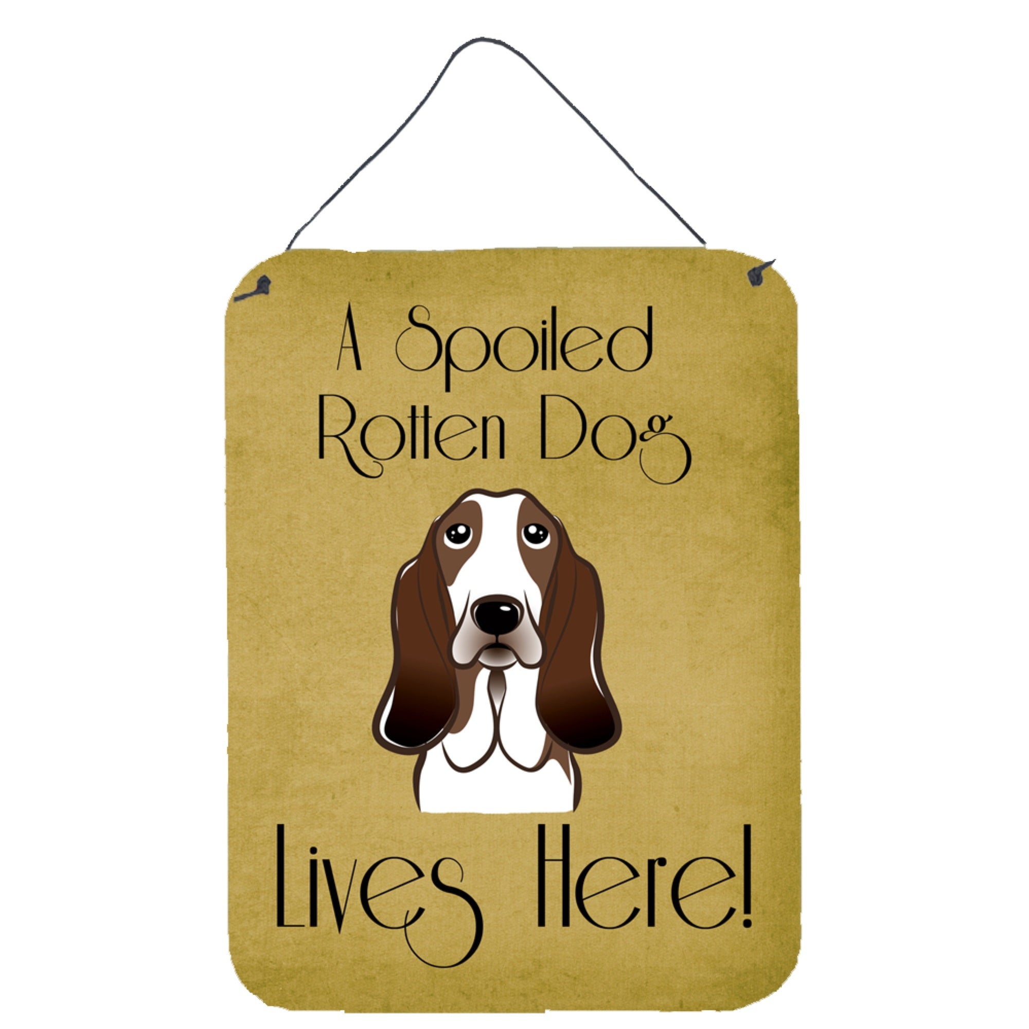 'Caroline'S Treasures Bb1491Ds1216 Basset Hound Spoiled Dog Lives Here Wall Or Door Hanging Prints, 16 X 12'''', Multicolor''