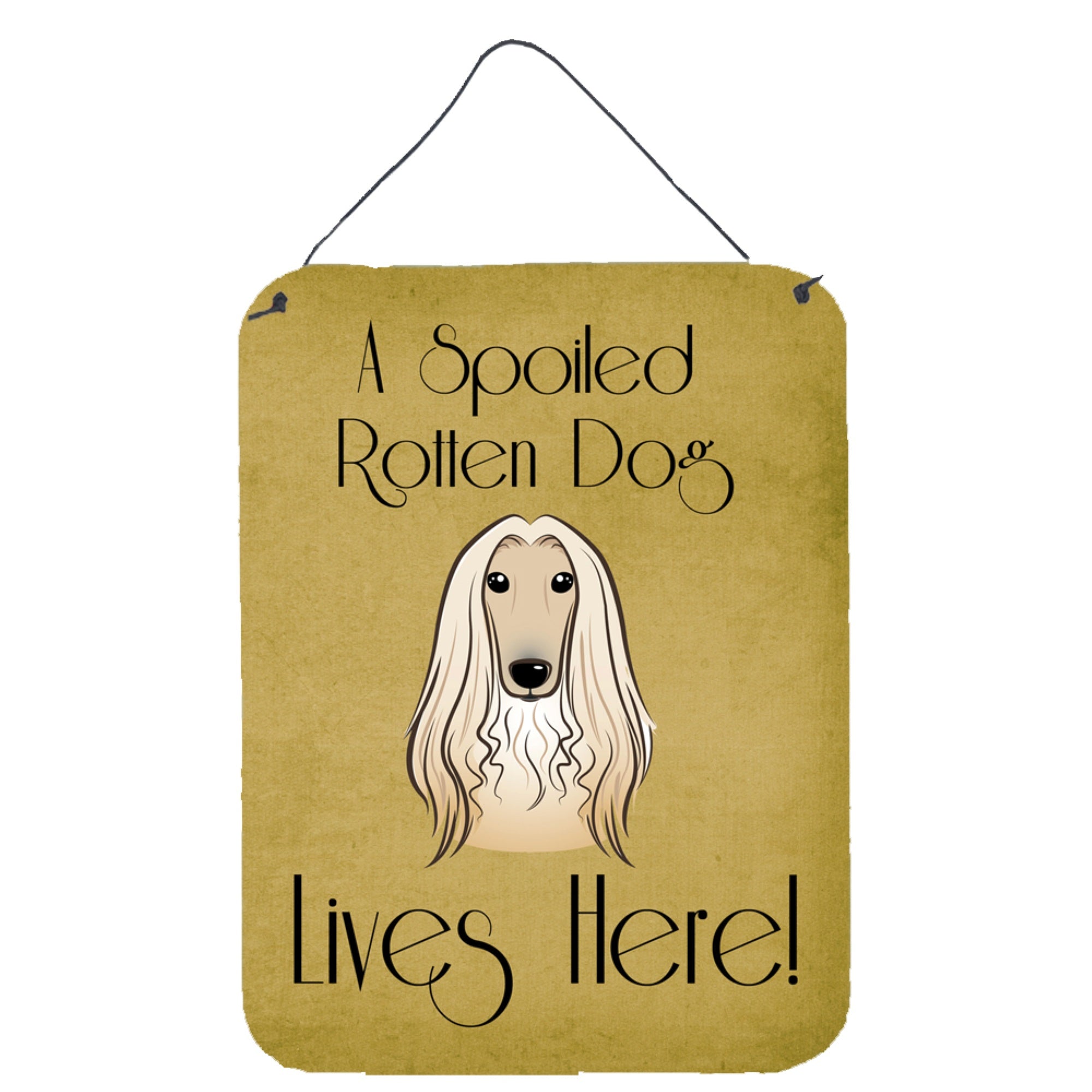 'Caroline'S Treasures Bb1492Ds1216 Afghan Hound Spoiled Dog Lives Here Wall Or Door Hanging Prints, 16 X 12'''', Multicolor''