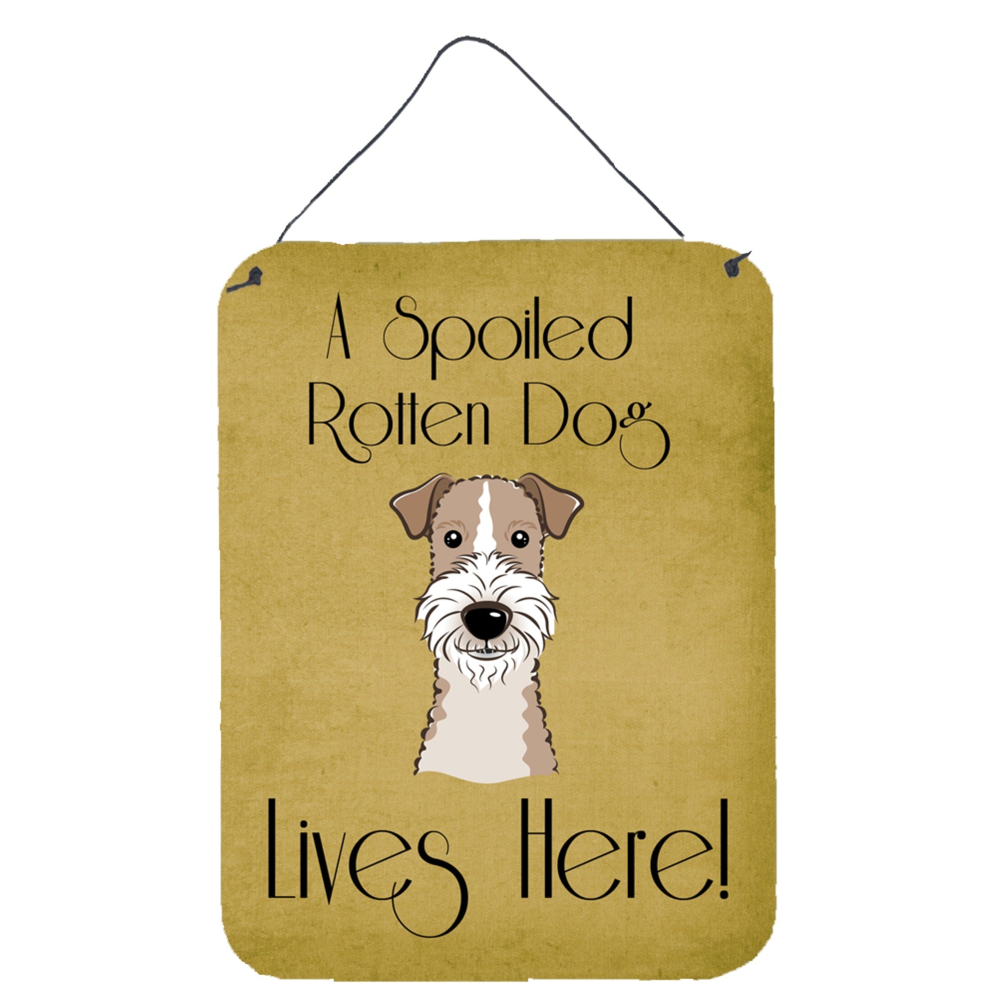 'Caroline'S Treasures Bb1495Ds1216 Wire Haired Fox Terrier Spoiled Dog Lives Here Wall Or Door Hanging Prints, 16 X 12'''', Mul