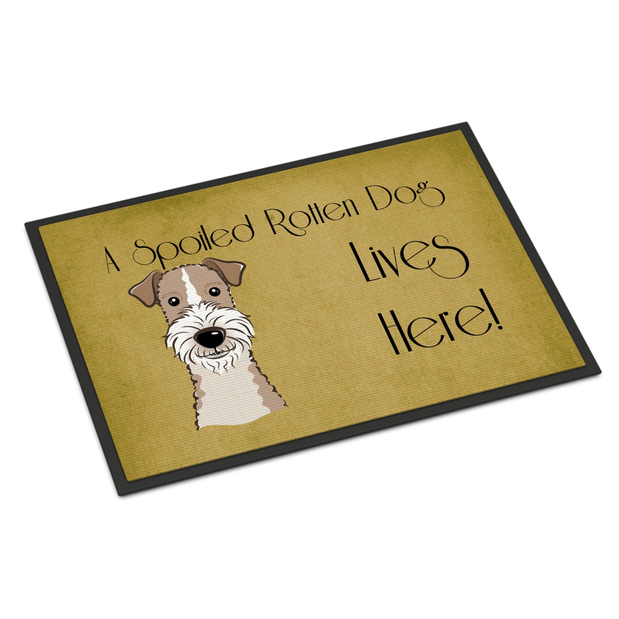 'Caroline'S Treasures Bb1495Jmat Wire Haired Fox Terrier Spoiled Dog Lives Here Indoor Or Outdoor Mat, 24 X 36'''', Multicolor'