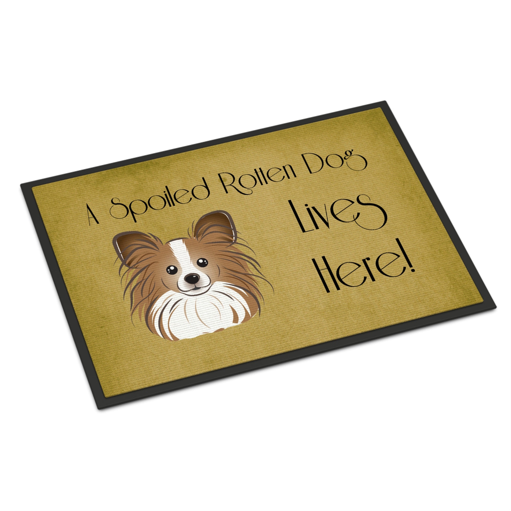 'Caroline'S Treasures Bb1496Mat Papillon Spoiled Dog Lives Here Indoor Or Outdoor Mat, 18 X 27'''', Multicolor''