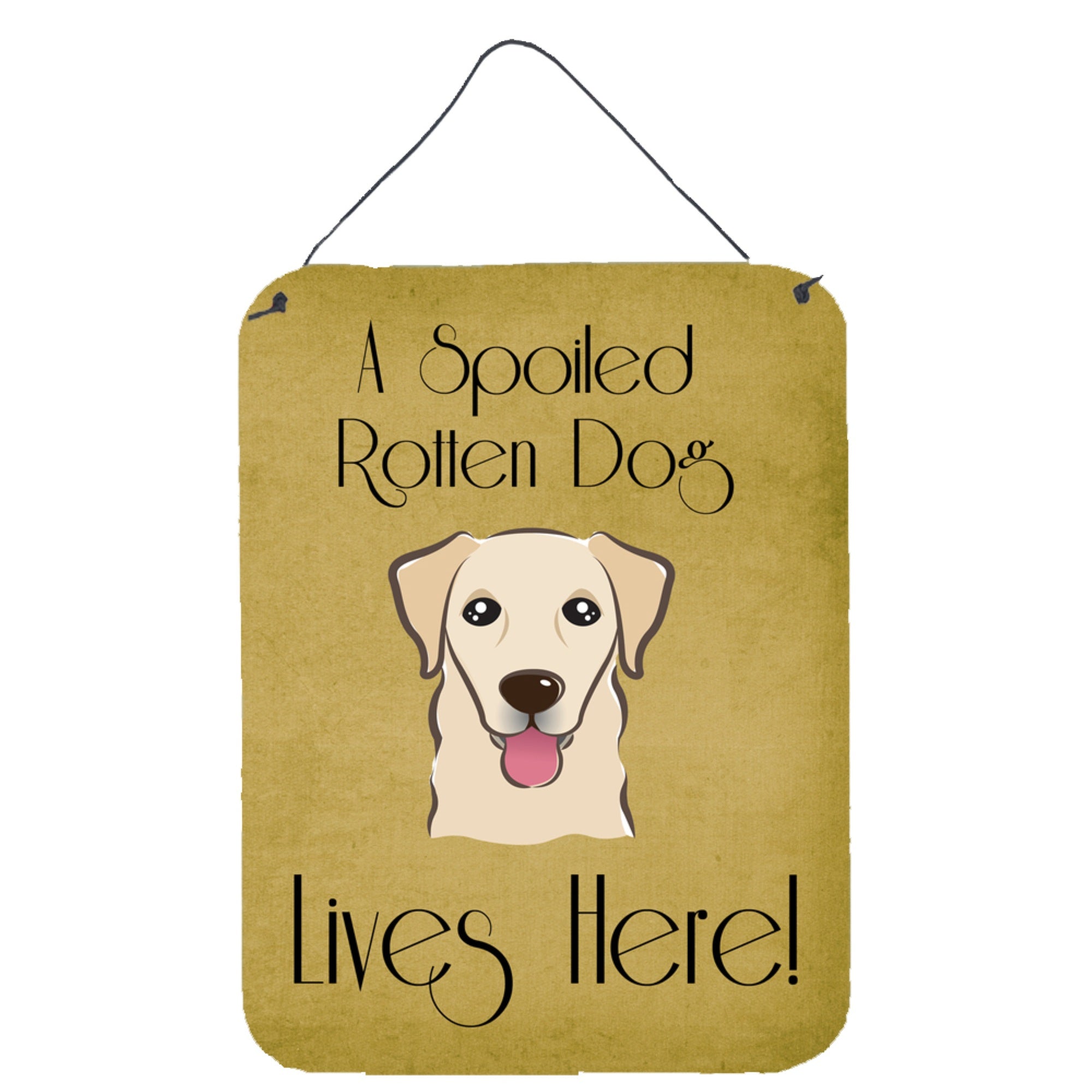 'Caroline'S Treasures Bb1500Ds1216 Golden Retriever Spoiled Dog Lives Here Wall Or Door Hanging Prints, 16 X 12'''', Multicolor