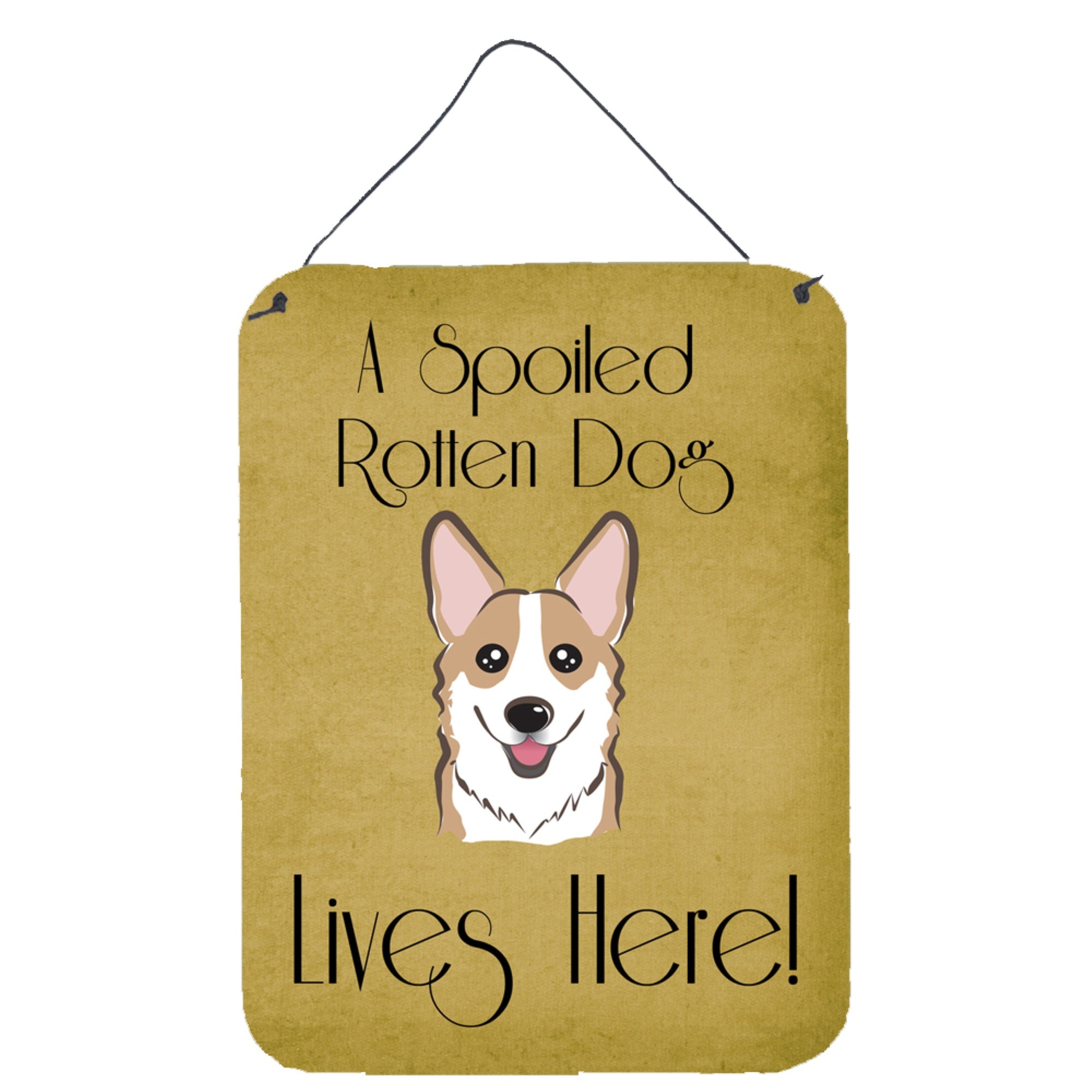 'Caroline'S Treasures Bb1501Ds1216 Sable Corgi Spoiled Dog Lives Here Wall Or Door Hanging Prints, 16 X 12'''', Multicolor''