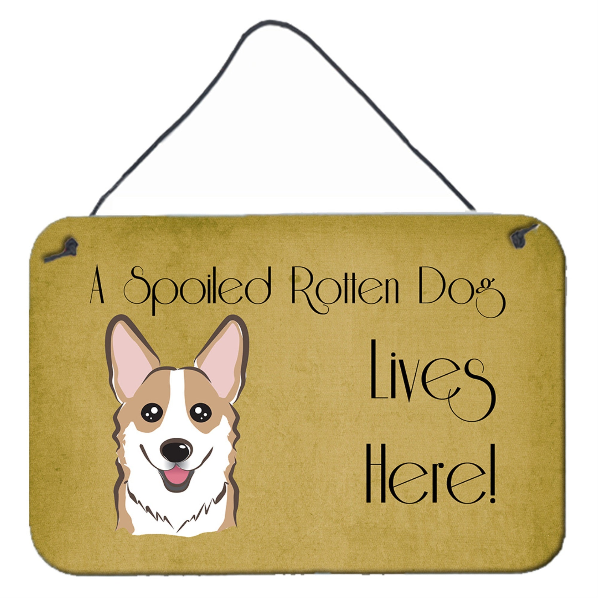 'Caroline'S Treasures Bb1501Ds812 Sable Corgi Spoiled Dog Lives Here Wall Or Door Hanging Prints, 8 X 12'''', Multicolor''