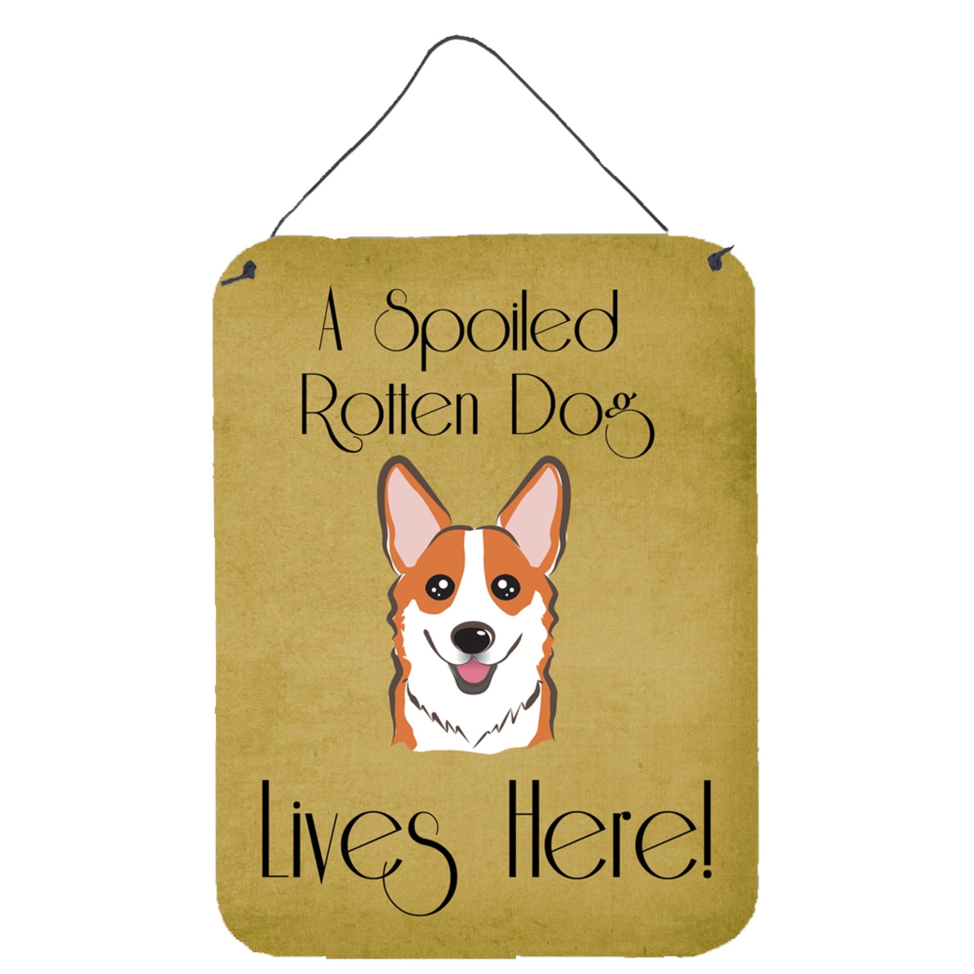 'Caroline'S Treasures Bb1502Ds1216 Red Corgi Spoiled Dog Lives Here Wall Or Door Hanging Prints, 16 X 12'''', Multicolor''