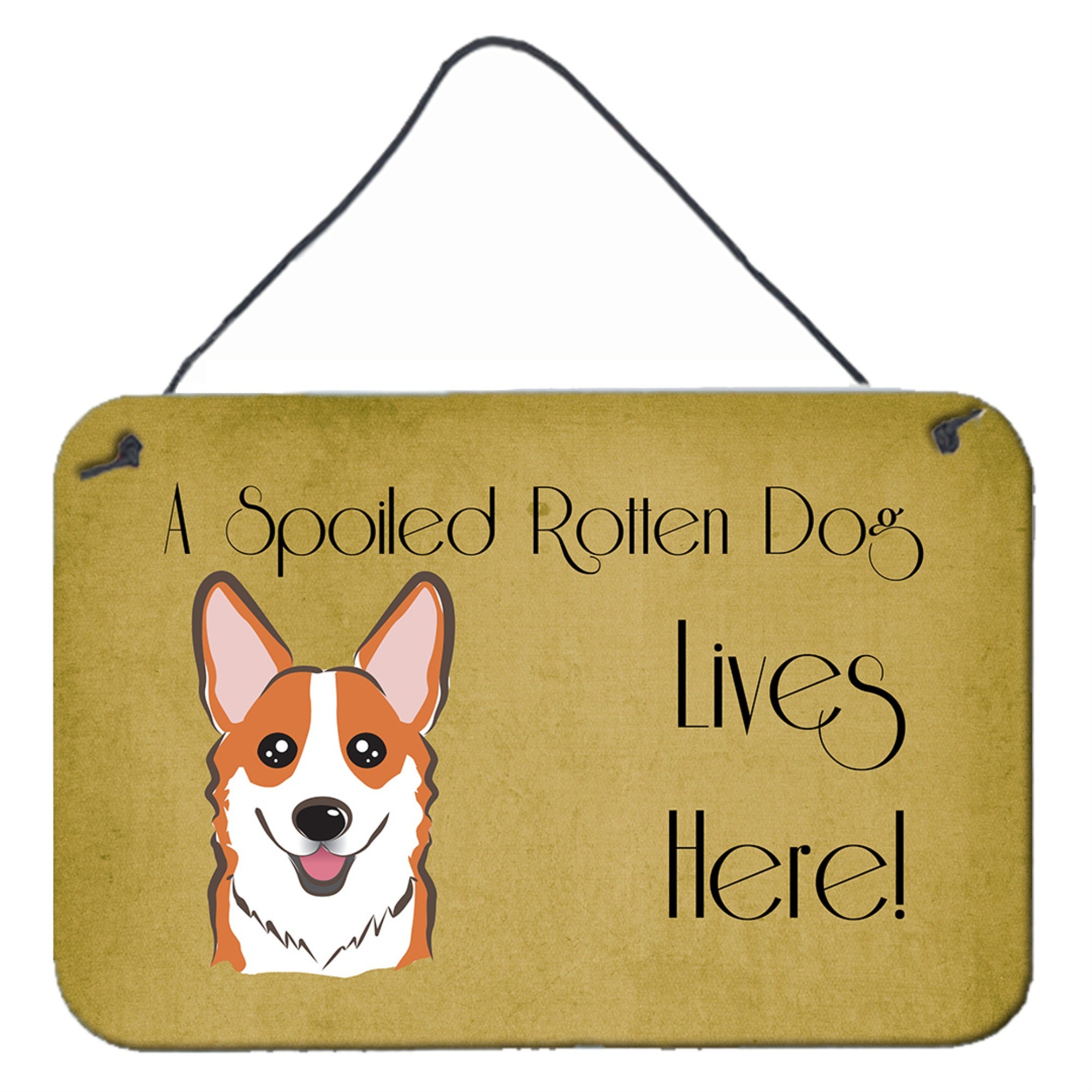 'Caroline'S Treasures Bb1502Ds812 Red Corgi Spoiled Dog Lives Here Wall Or Door Hanging Prints, 8 X 12'''', Multicolor''