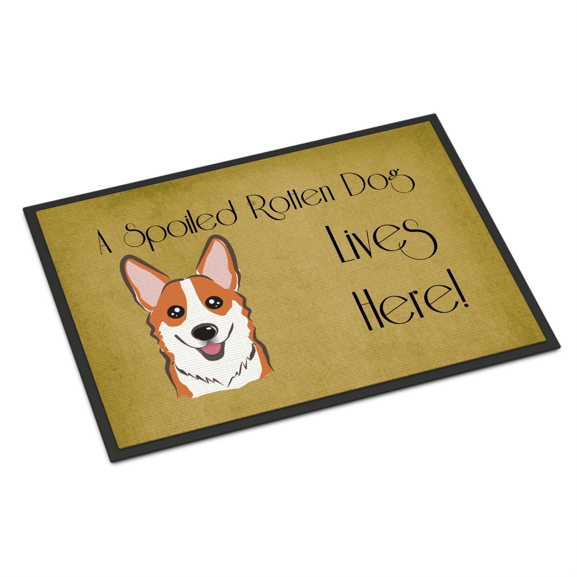 'Caroline'S Treasures Bb1502Mat Red Corgi Spoiled Dog Lives Here Indoor Or Outdoor Mat, 18 X 27'''', Multicolor''