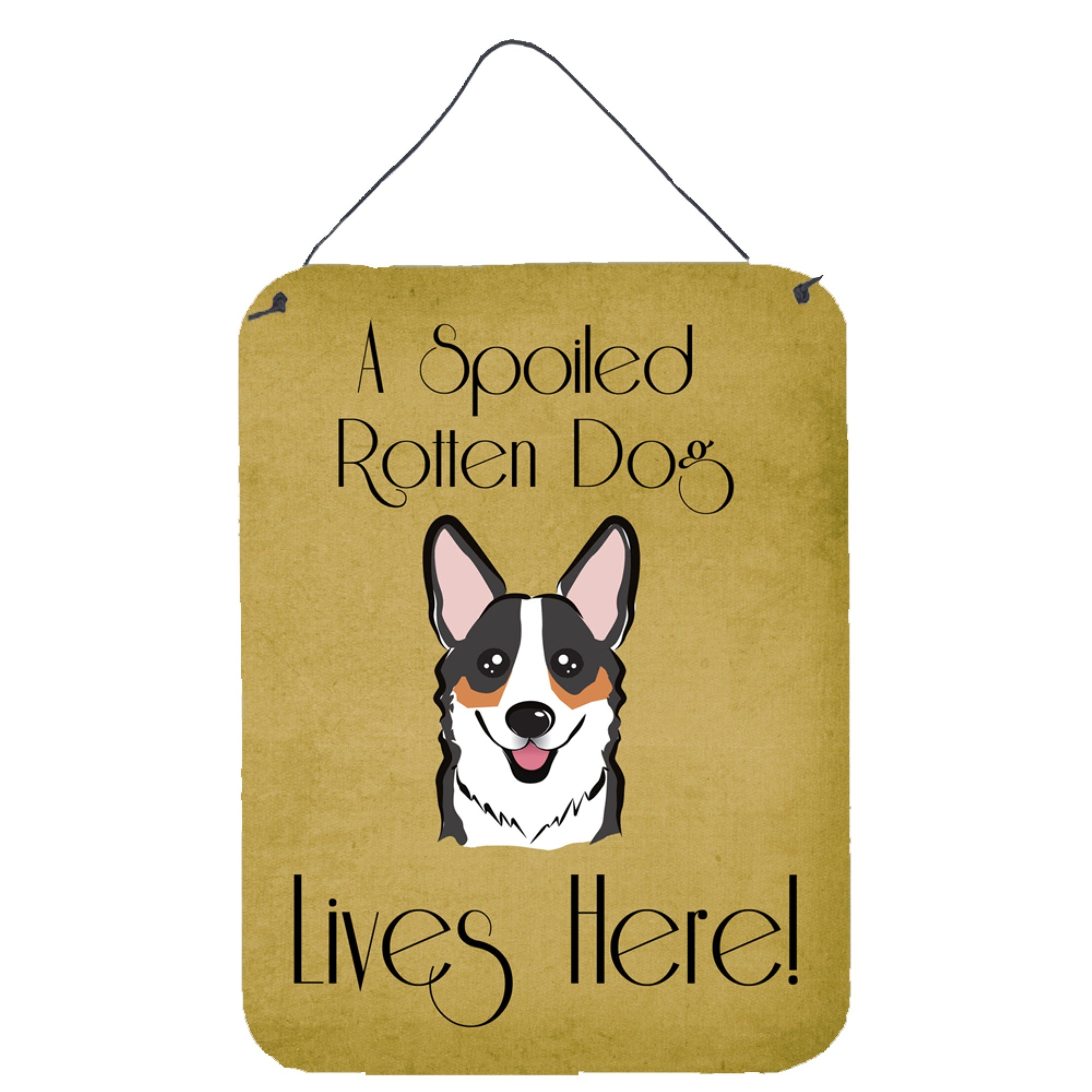 'Caroline'S Treasures Bb1503Ds1216 Tricolor Corgi Spoiled Dog Lives Here Wall Or Door Hanging Prints, 16 X 12'''', Multicolor''