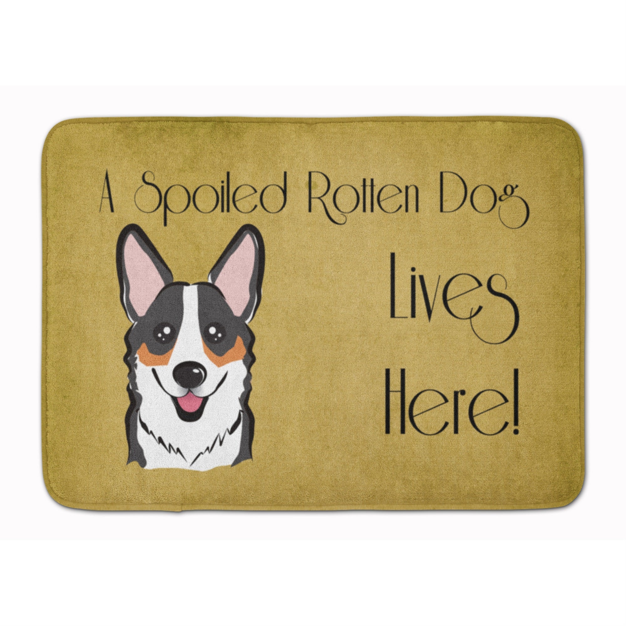 'Caroline'S Treasures Tricolor Corgi Spoiled Dog Lives Here Floor Mat, 19'''' X 27'''', Multicolor''