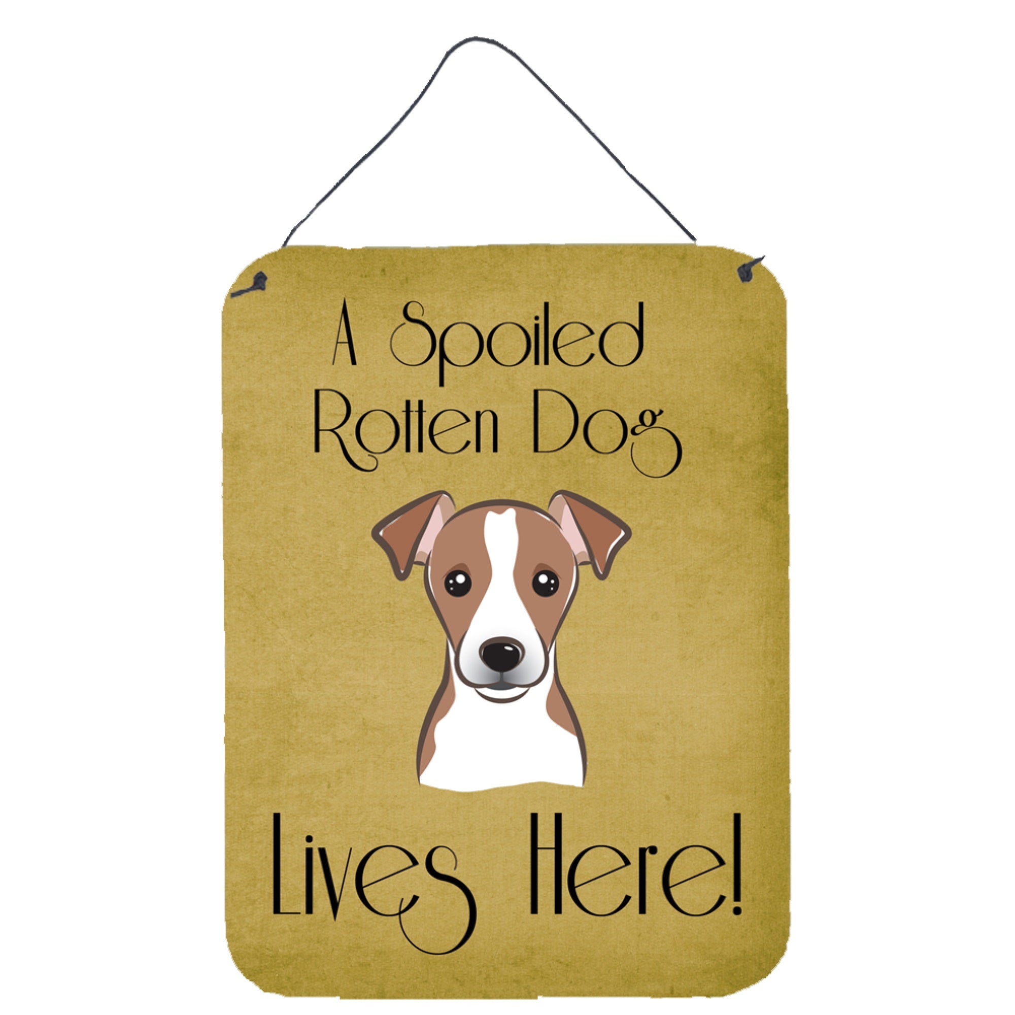 'Caroline'S Treasures Bb1508Ds1216 Jack Russell Terrier Spoiled Dog Lives Here Wall Or Door Hanging Prints, 16 X 12'''', Multic