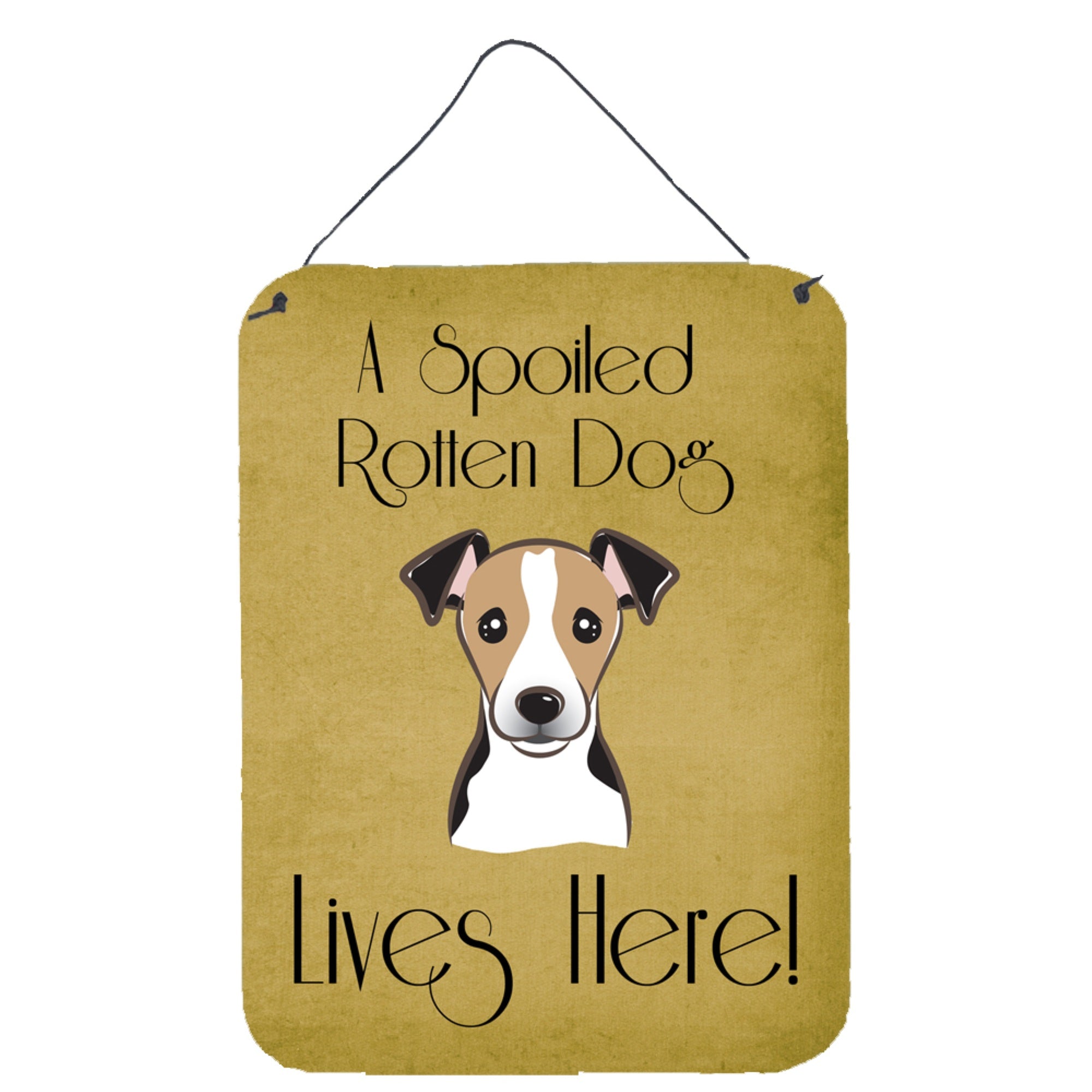 'Caroline'S Treasures Bb1509Ds1216 Jack Russell Terrier Spoiled Dog Lives Here Wall Or Door Hanging Prints, 16 X 12'''', Multic