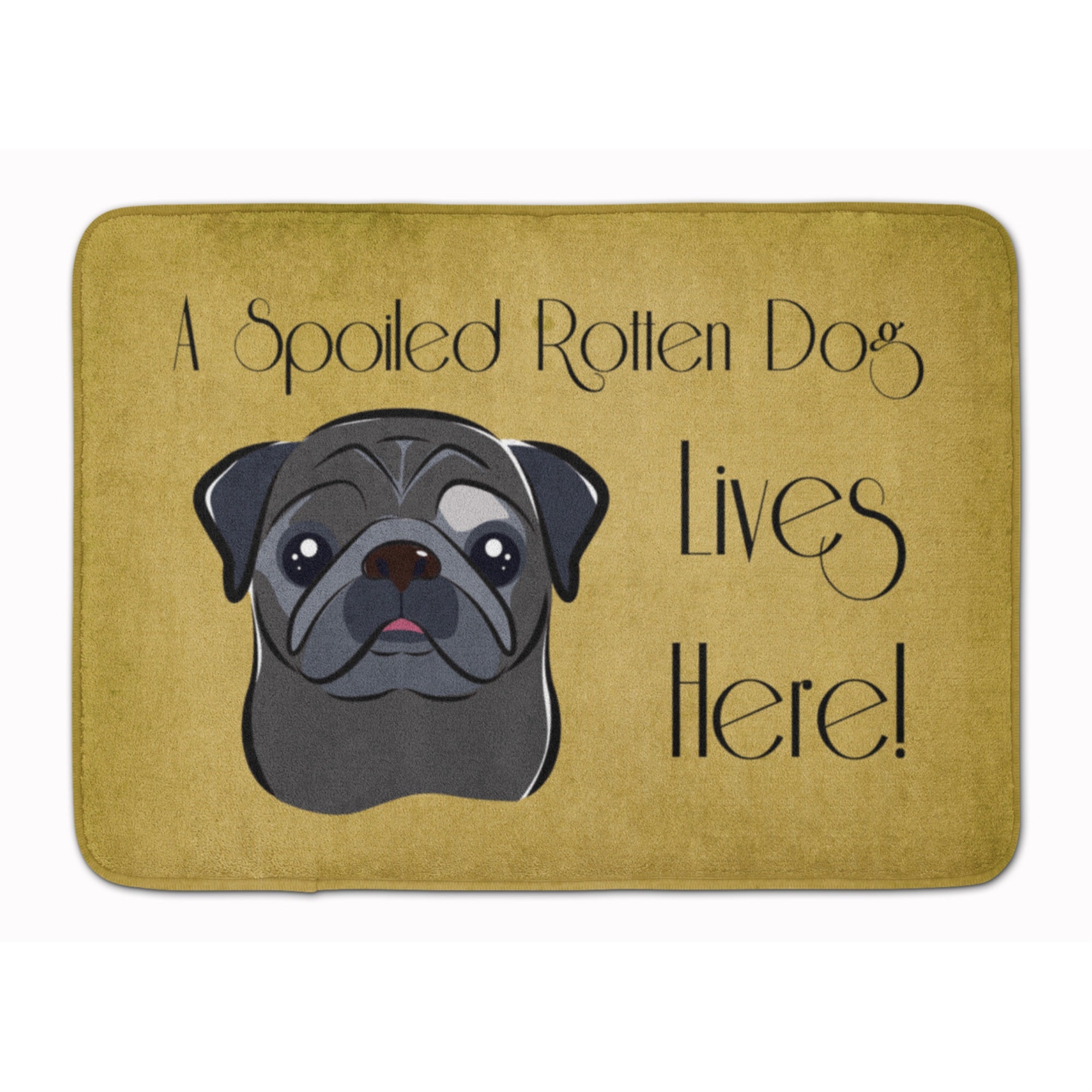 'Caroline'S Treasures Black Pug Spoiled Dog Lives Here Floor Mat, 19'''' X 27'''', Multicolor''