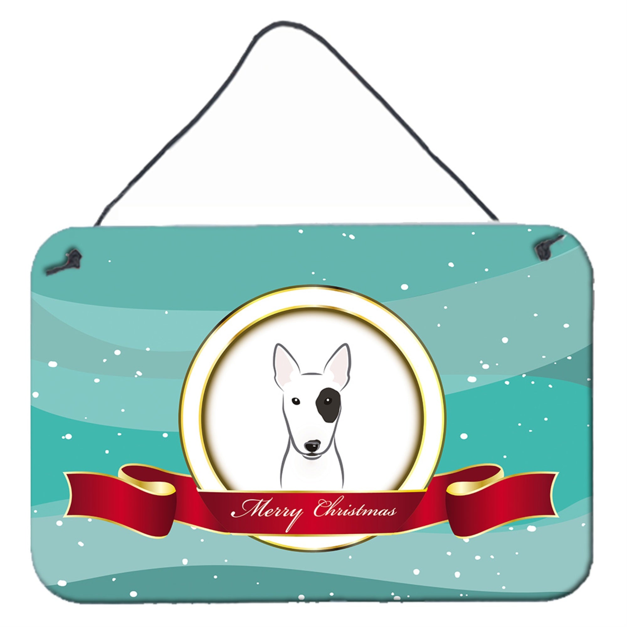 'Caroline'S Treasures Bull Terrier Merry Christmas Wall Or Door Hanging Prints Bb1519Ds812, 8Hx12W, Multicolor''