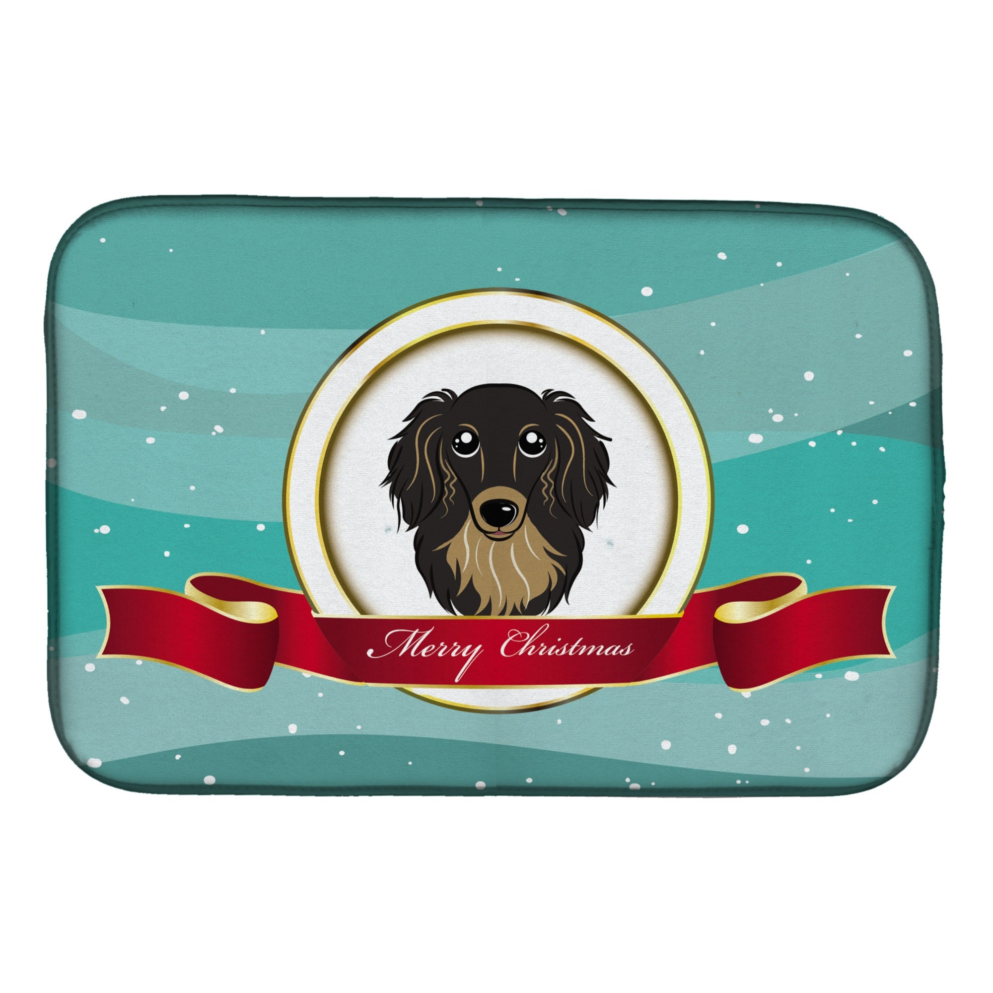 'Caroline'S Treasures Longhair Black And Tan Dachshund Merry Christmas Dish Drying Mat, 14'''' X 21''''''