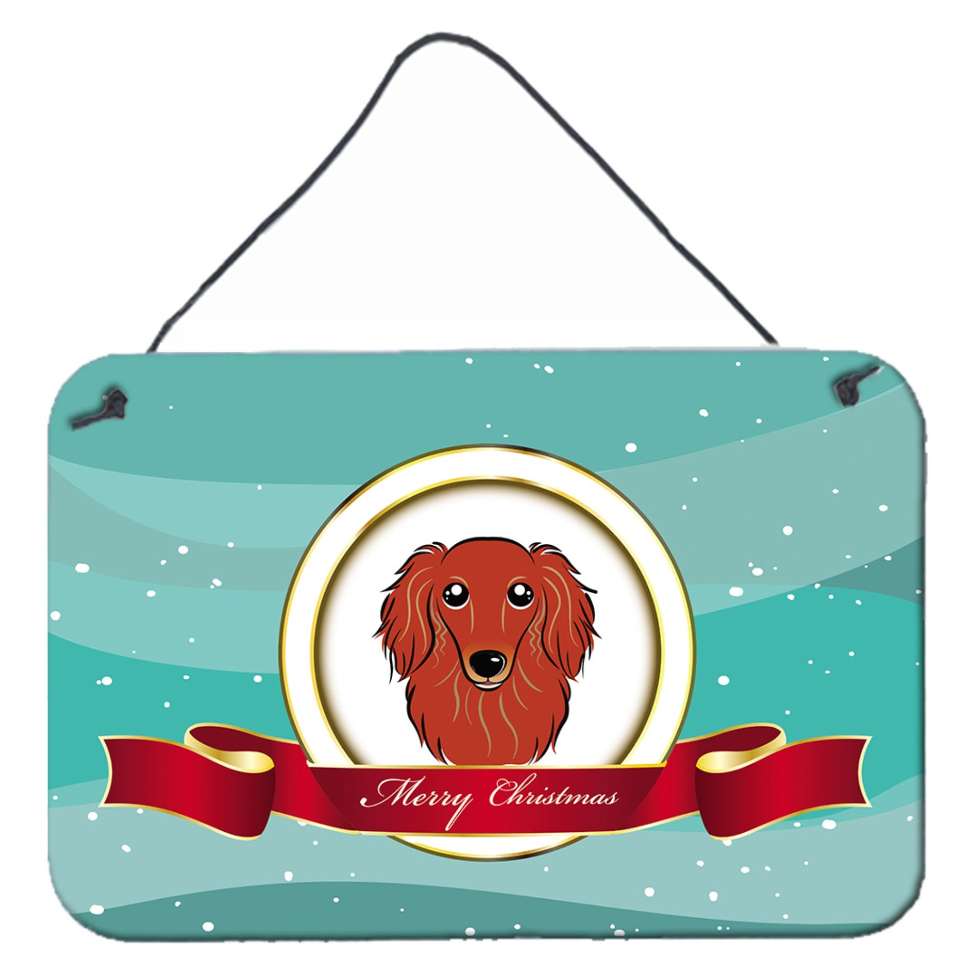'Caroline'S Treasures Longhair Red Dachshund Merry Christmas Wall Or Door Hanging Prints Bb1524Ds812, 8Hx12W''