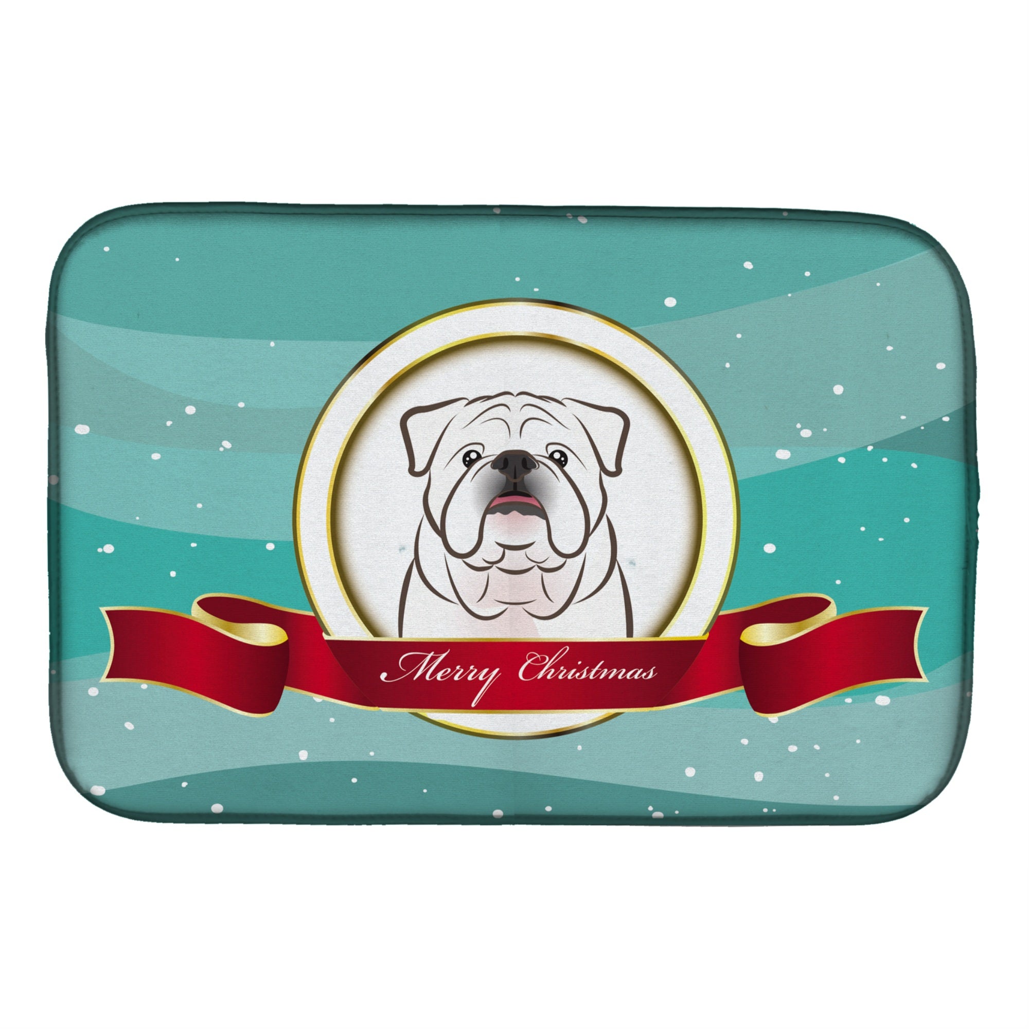 'Caroline'S Treasures White English Bulldog Merry Christmas Dish Drying Mat, 14'''' X 21''''''
