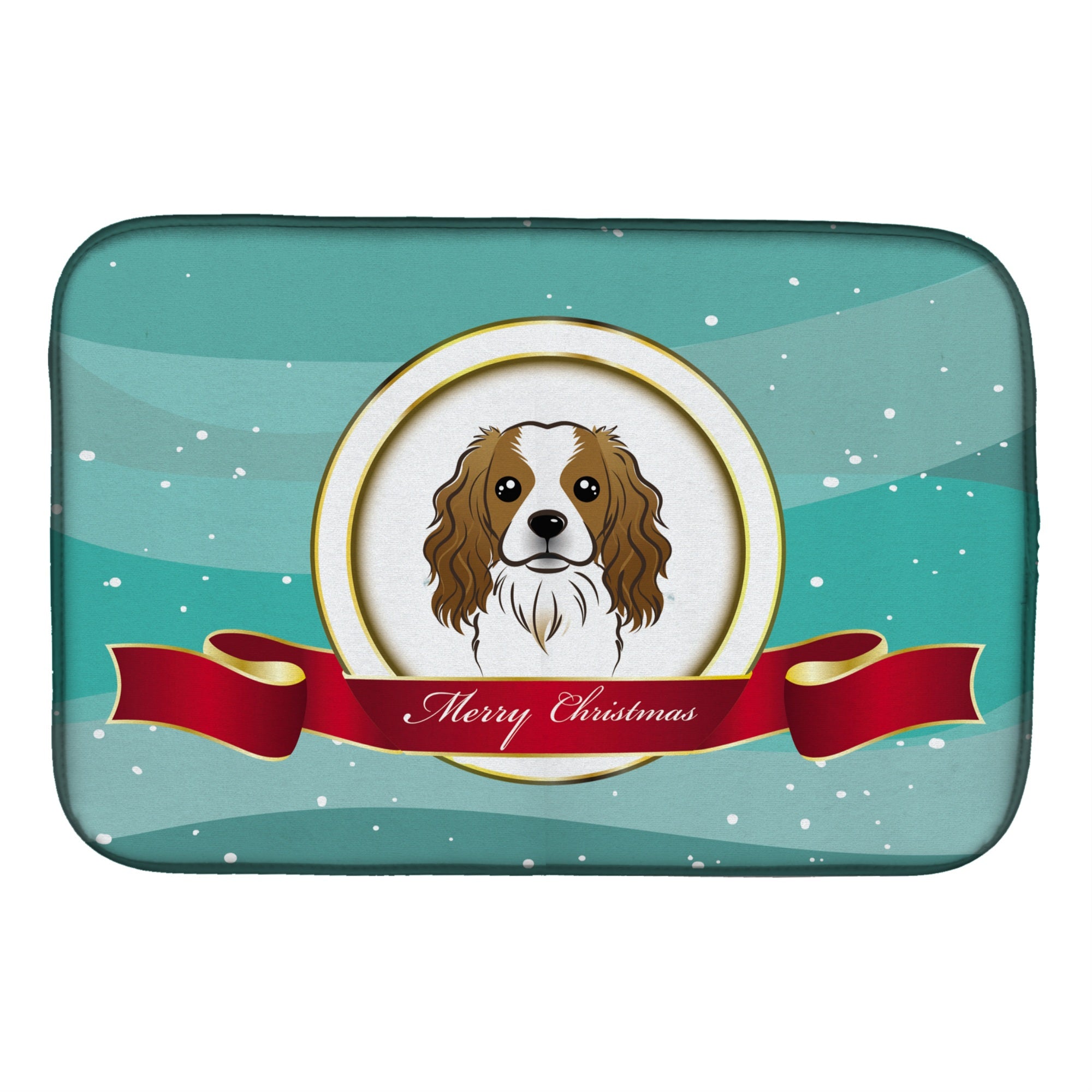 'Caroline'S Treasures Cavalier Spaniel Merry Christmas Dish Drying Mat, 14 X 21''