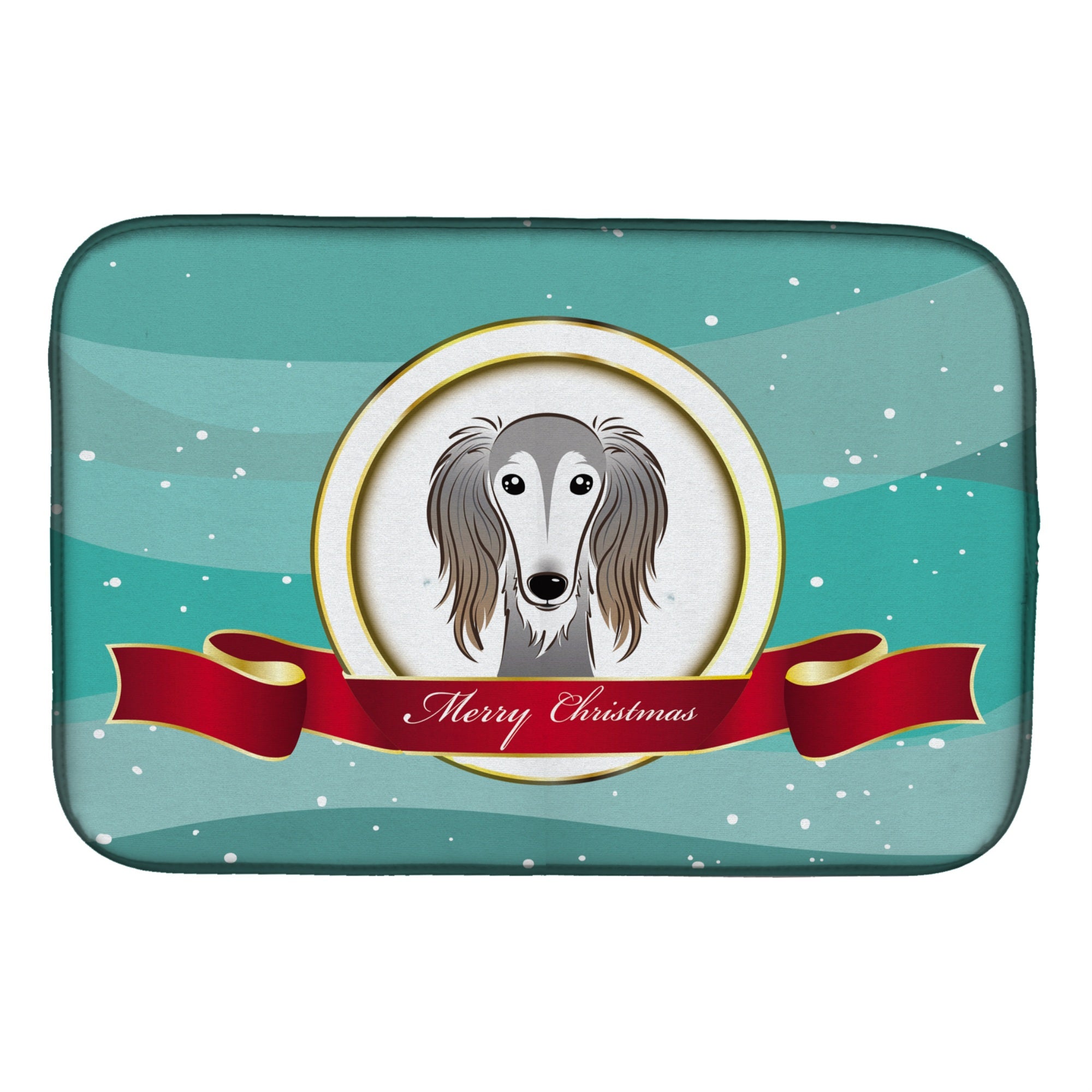 'Caroline'S Treasures Saluki Merry Christmas Dish Drying Mat, 14'''' X 21''''''