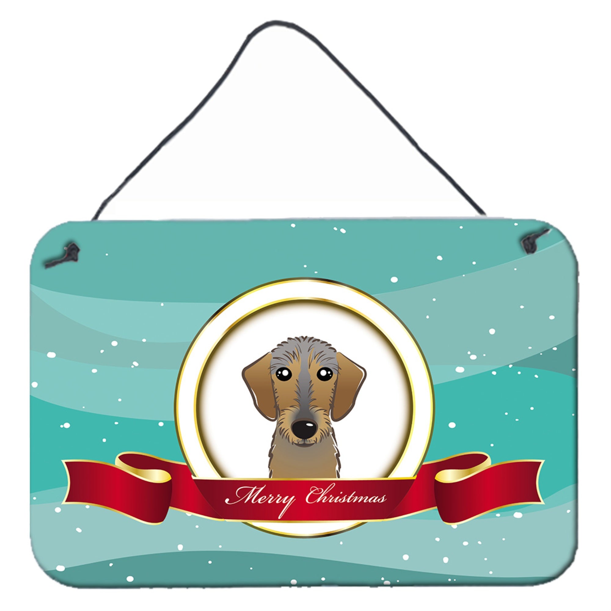 'Caroline'S Treasures Wirehaired Dachshund Merry Christmas Wall Or Door Hanging Prints Bb1543Ds812, 8Hx12W, Multicolor''