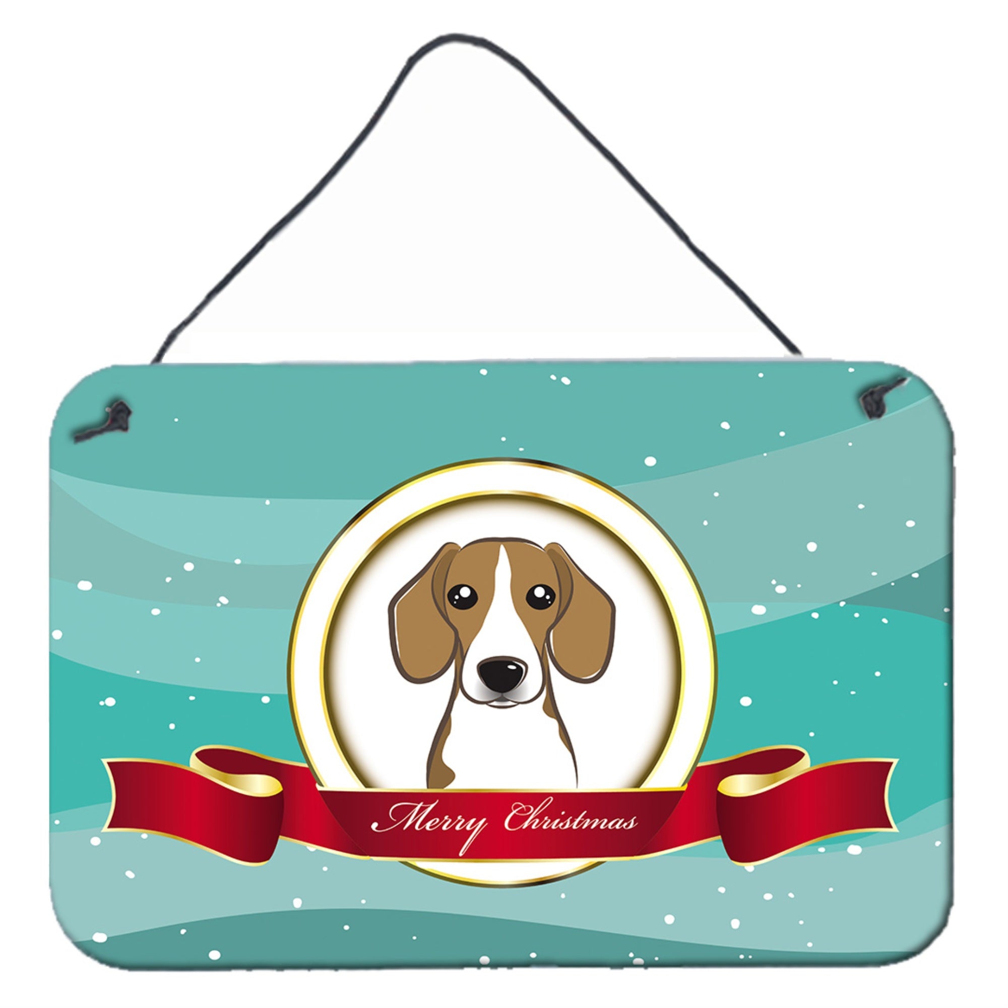 'Caroline'S Treasures Beagle Merry Christmas Wall Or Door Hanging Prints Bb1549Ds812, 8Hx12W''