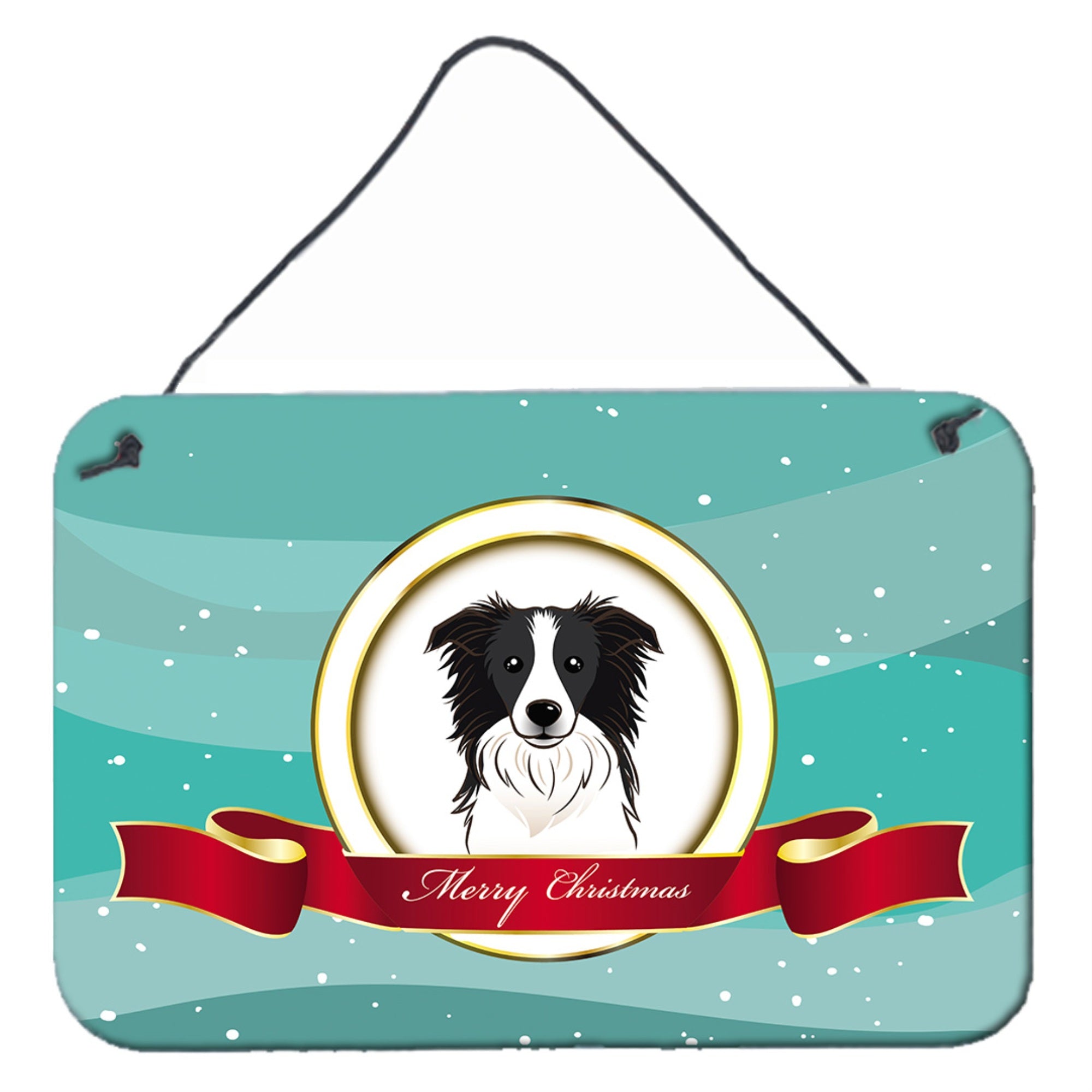 'Caroline'S Treasures Border Collie Merry Christmas Wall Or Door Hanging Prints Bb1551Ds812, 8Hx12W, Multicolor''