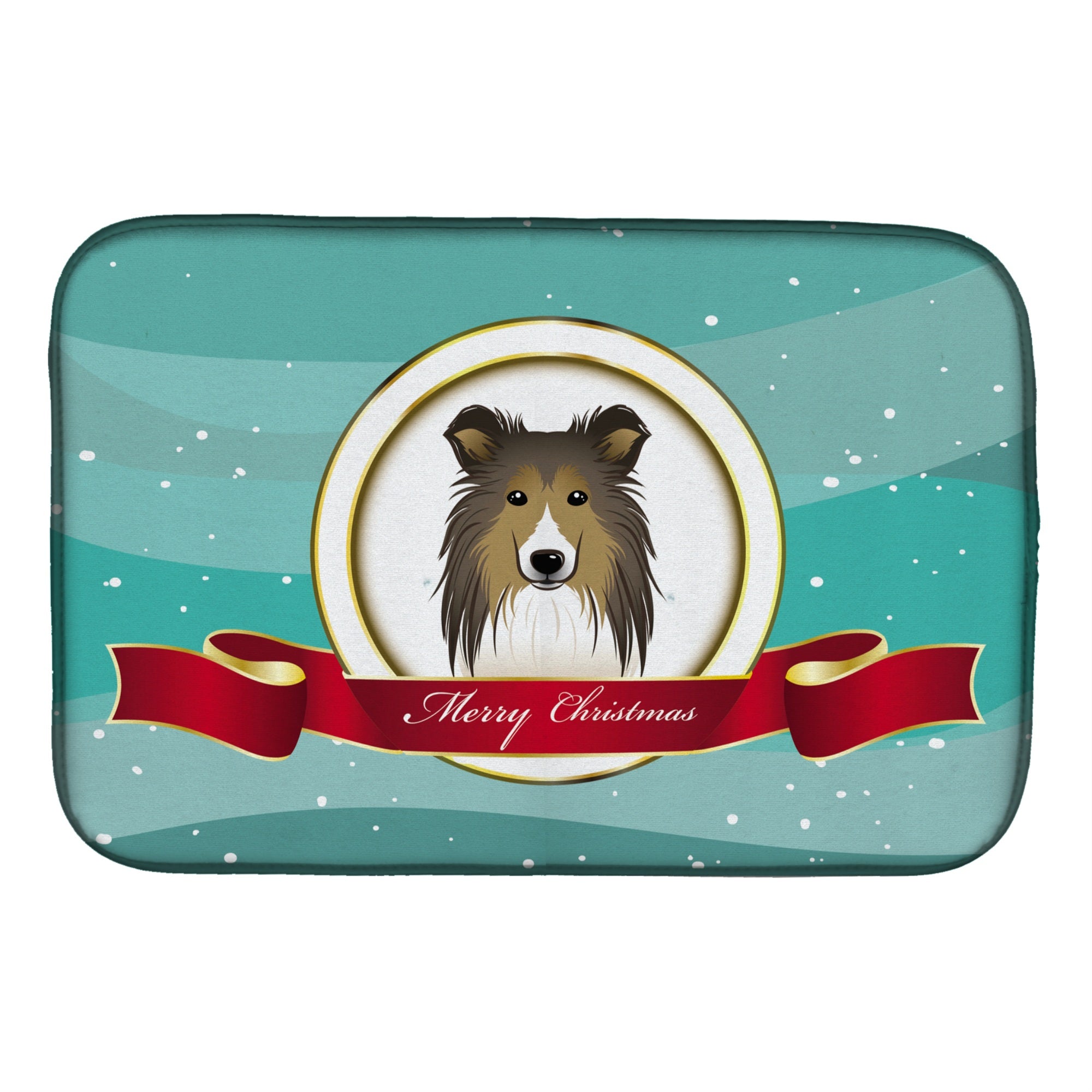 'Caroline'S Treasures Sheltie Merry Christmas Dish Drying Mat, 14'''' X 21''''''