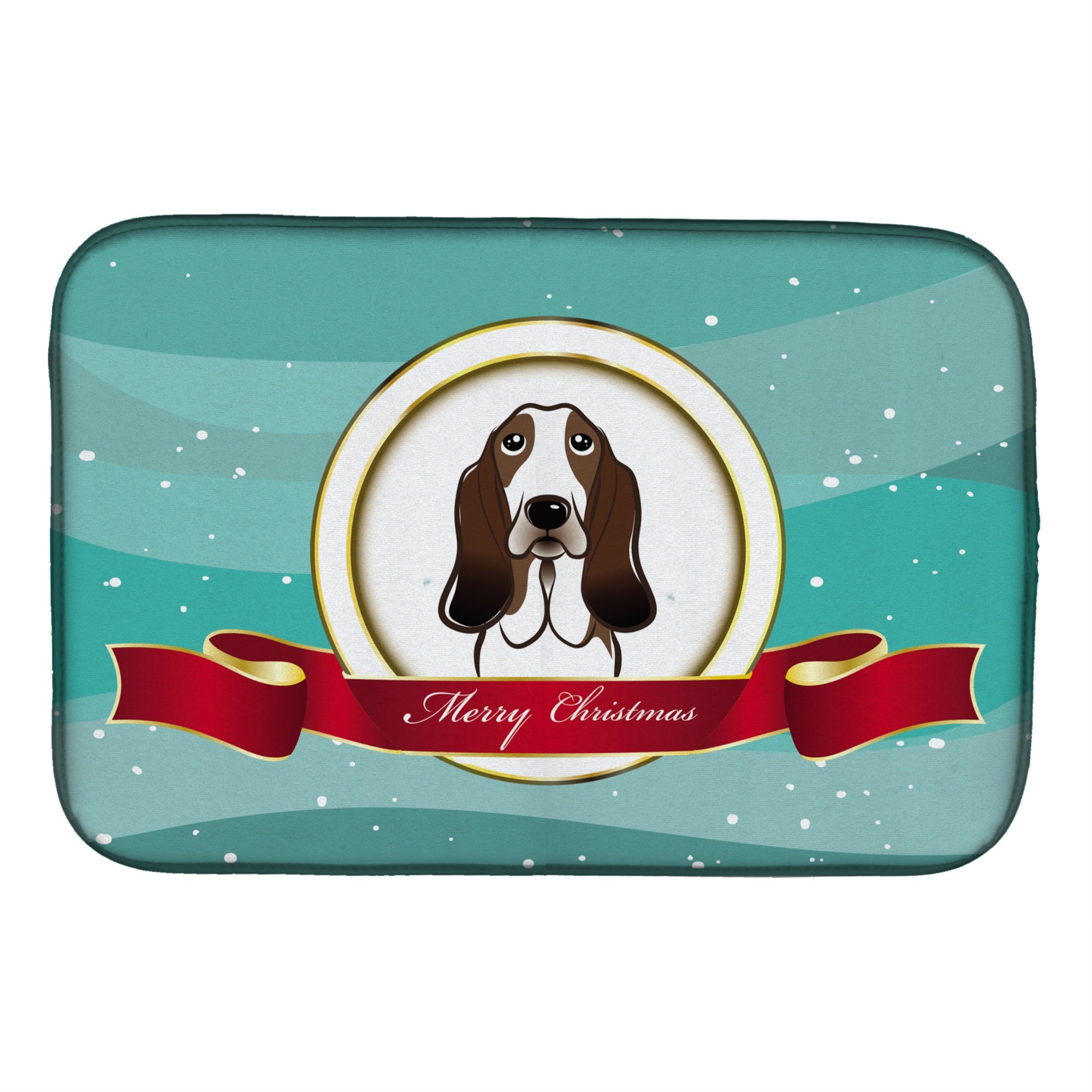 'Caroline'S Treasures Basset Hound Merry Christmas Dish Drying Mat, 14'''' X 21''''''