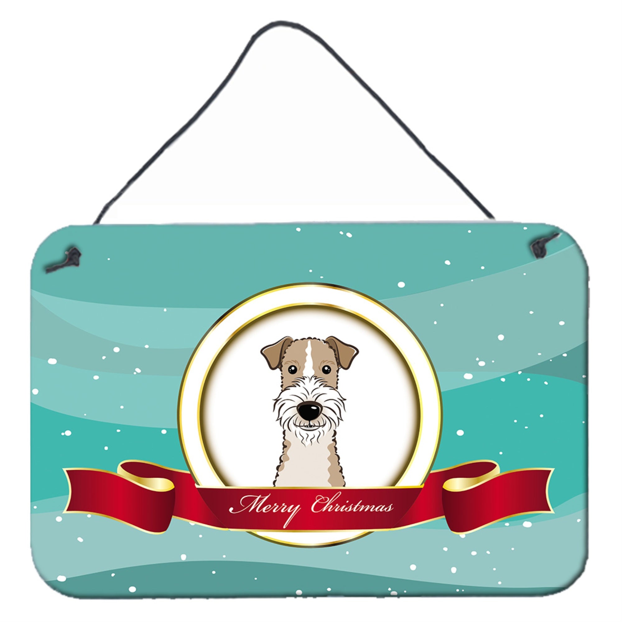 'Caroline'S Treasures Wire Haired Fox Terrier Merry Christmas Wall Or Door Hanging Prints Bb1557Ds812, 8Hx12W''