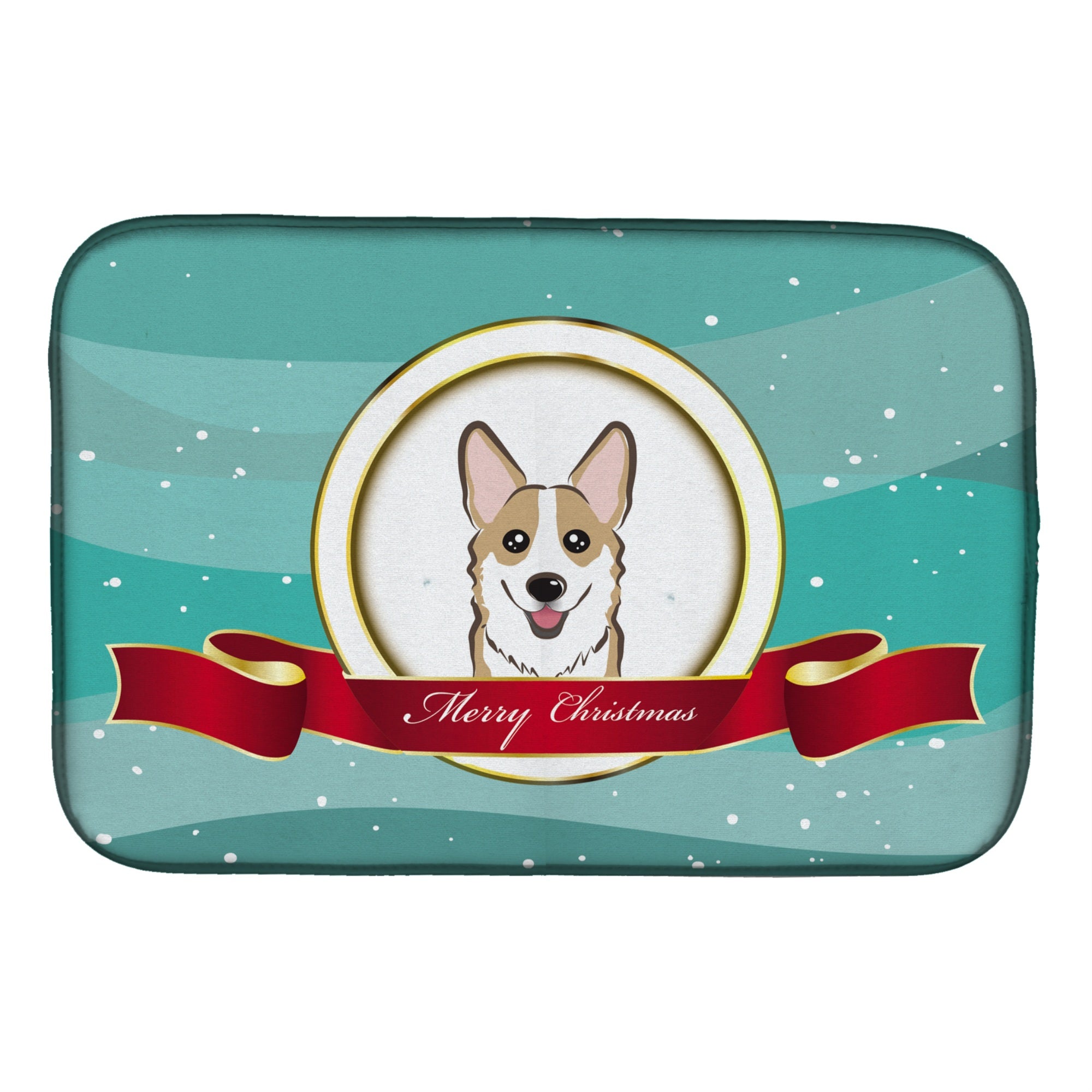 Carolines Treasures Sable Corgi Merry Christmas Dish Drying Mat 14 x 21