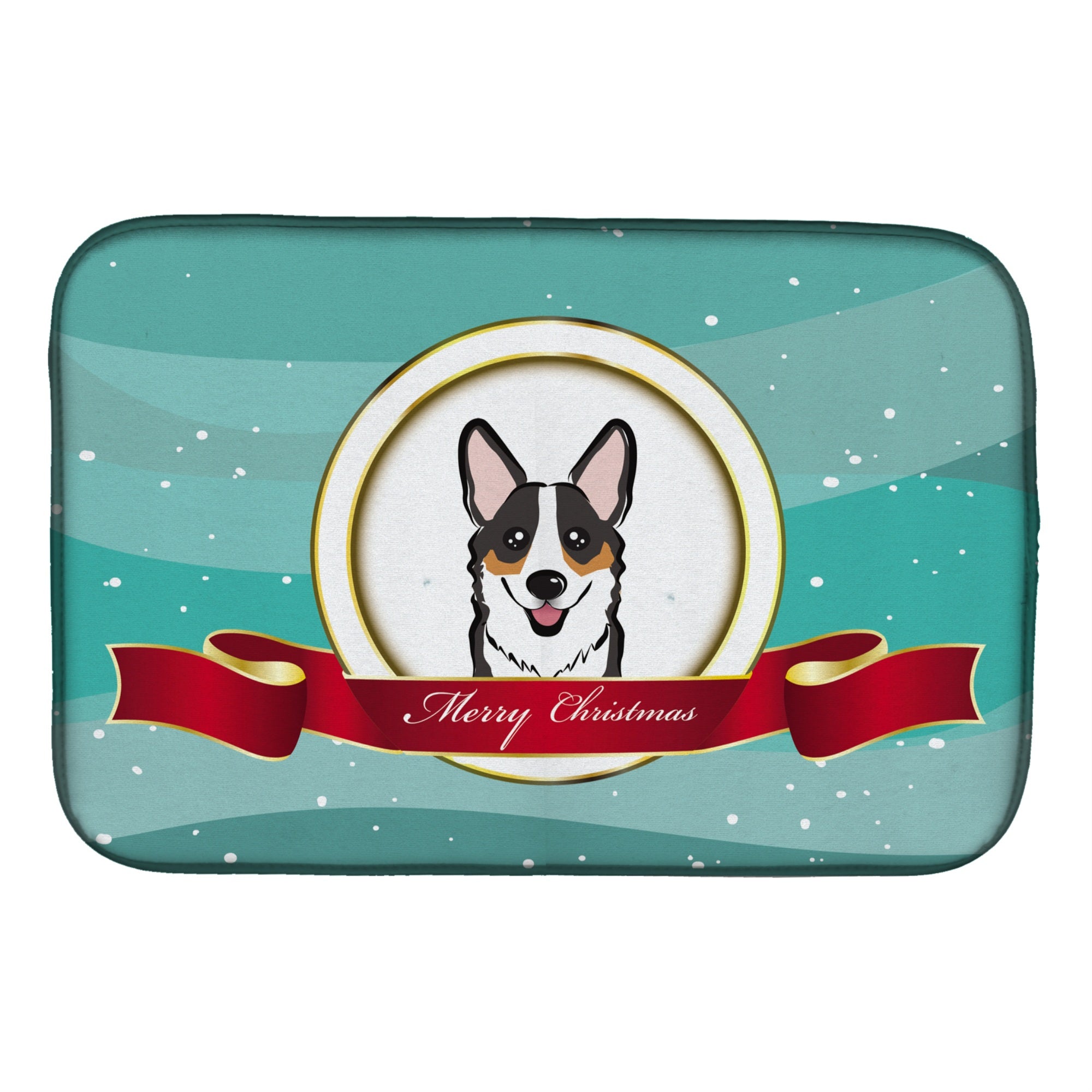 'Caroline'S Treasures Tricolor Corgi Merry Christmas Dish Drying Mat, 14 X 21''