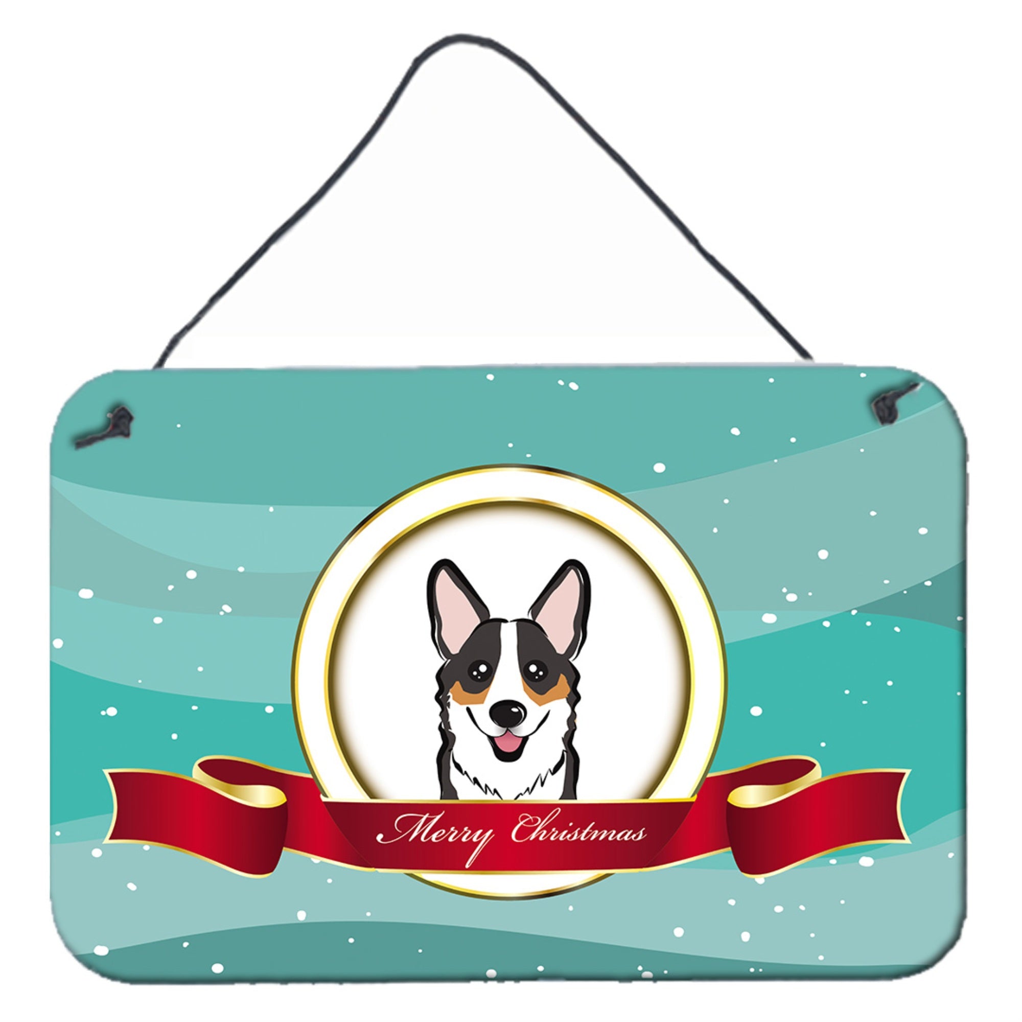 'Caroline'S Treasures Tricolor Corgi Merry Christmas Wall Or Door Hanging Prints Bb1565Ds812, 8Hx12W''