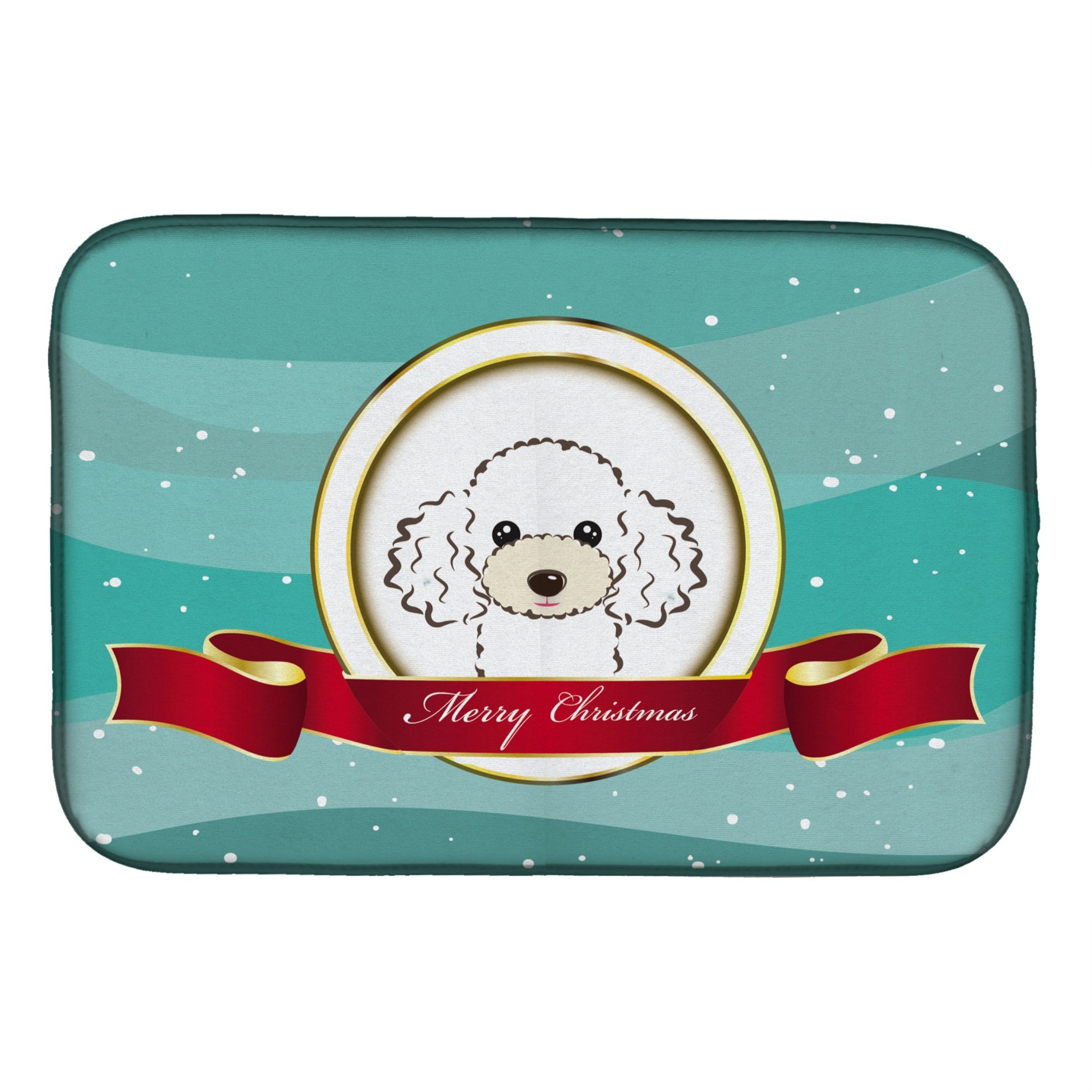 'Caroline'S Treasures White Poodle Merry Christmas Dish Drying Mat, 14'''' X 21''''''