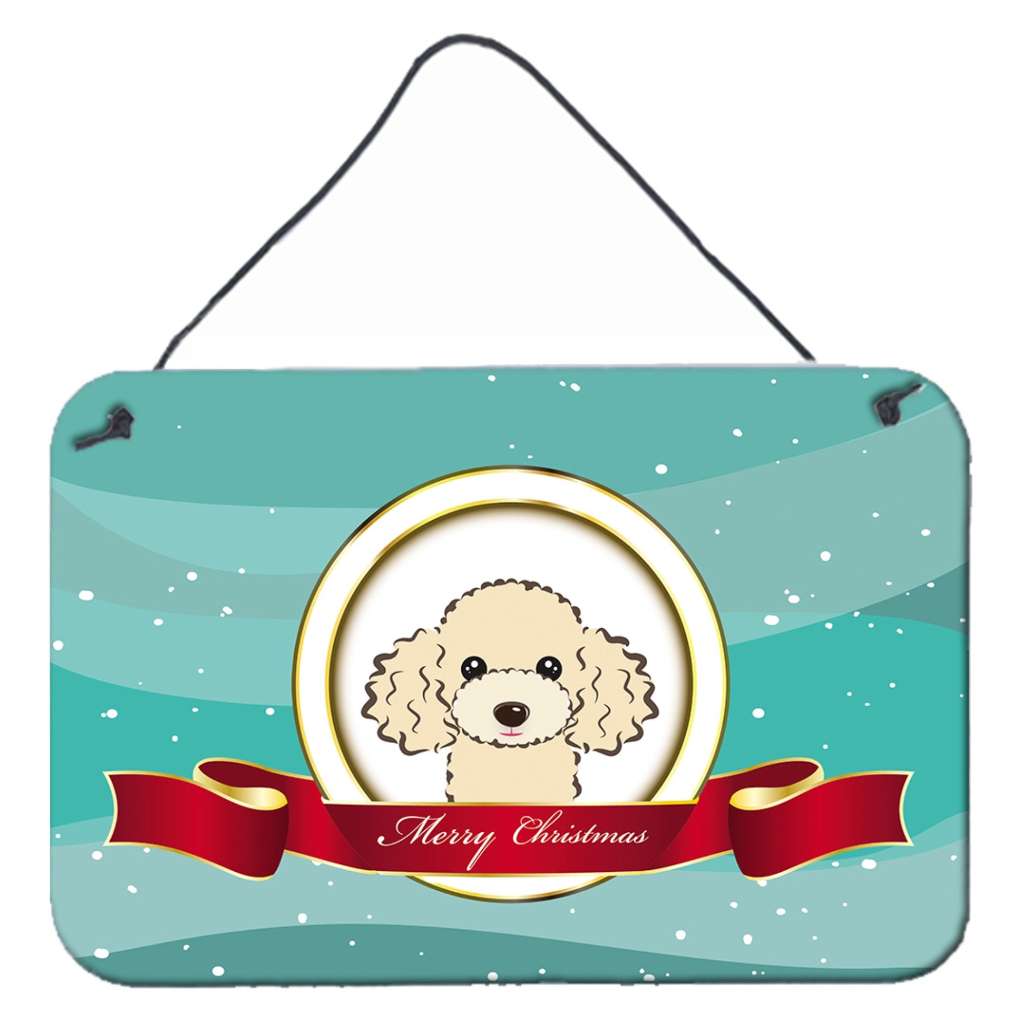 'Caroline'S Treasures Buff Poodle Merry Christmas Wall Or Door Hanging Prints Bb1568Ds812, 8Hx12W''
