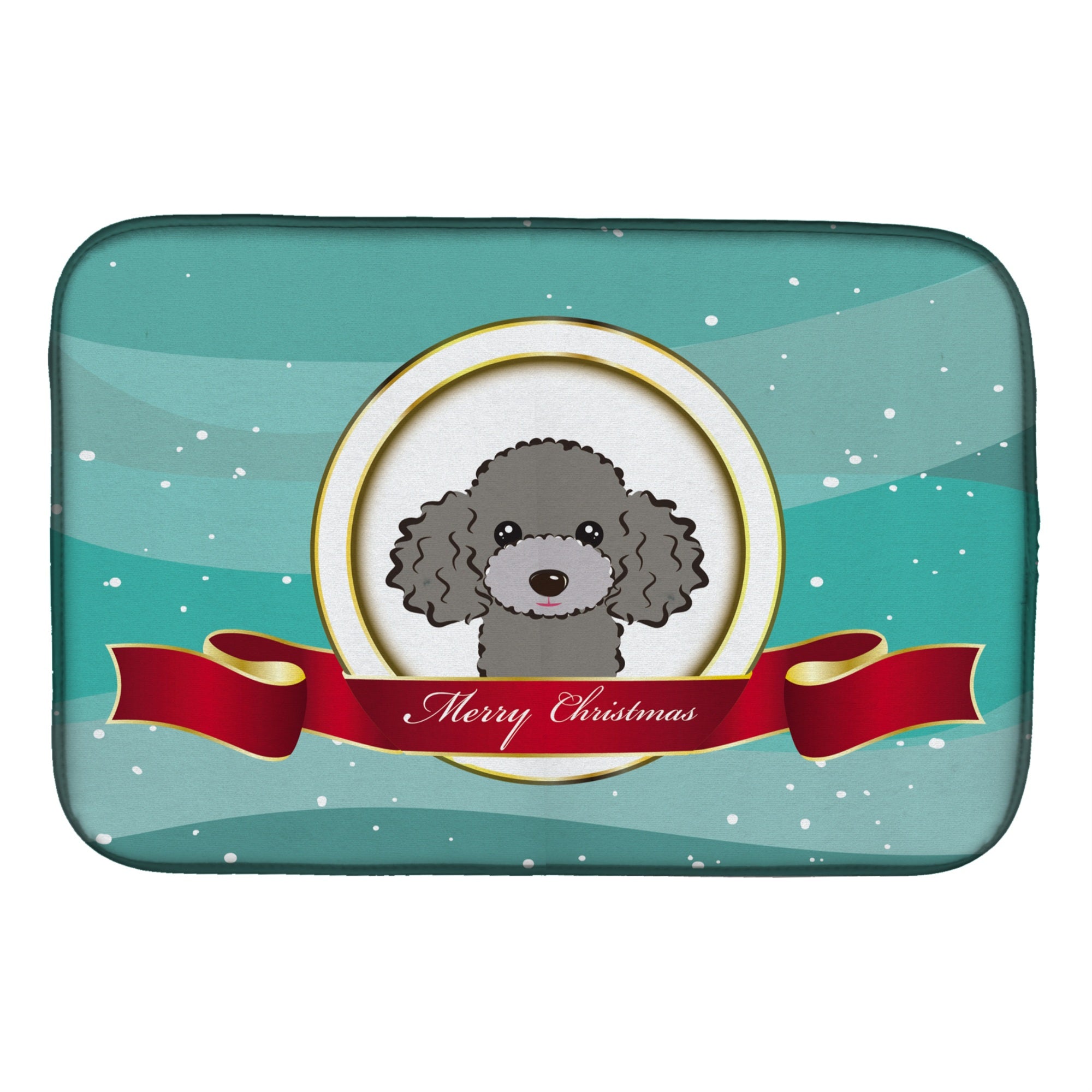 'Caroline'S Treasures Silver Gray Poodle Merry Christmas Dish Drying Mat, 14 X 21''