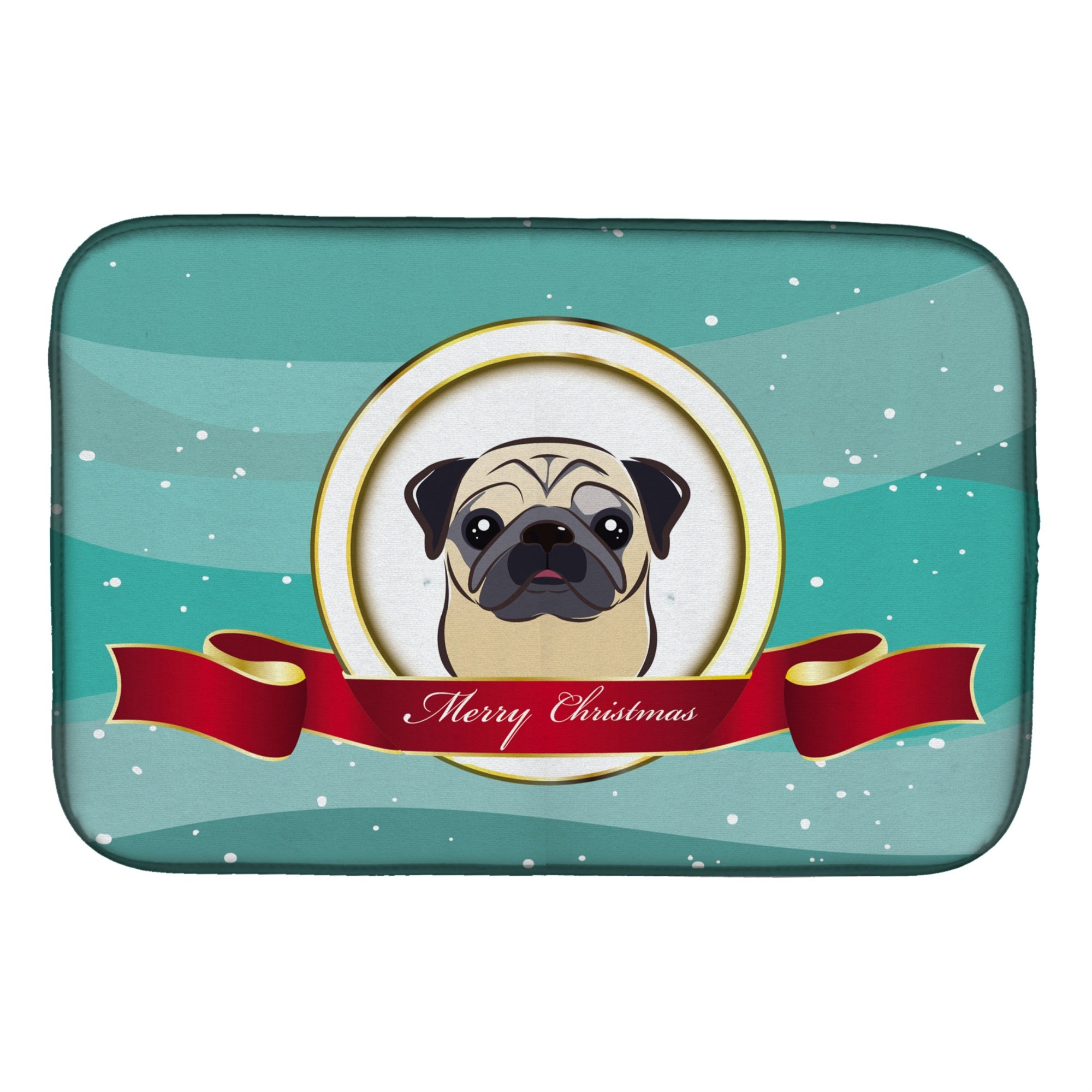 'Caroline'S Treasures Fawn Pug Merry Christmas Dish Drying Mat, 14 X 21''